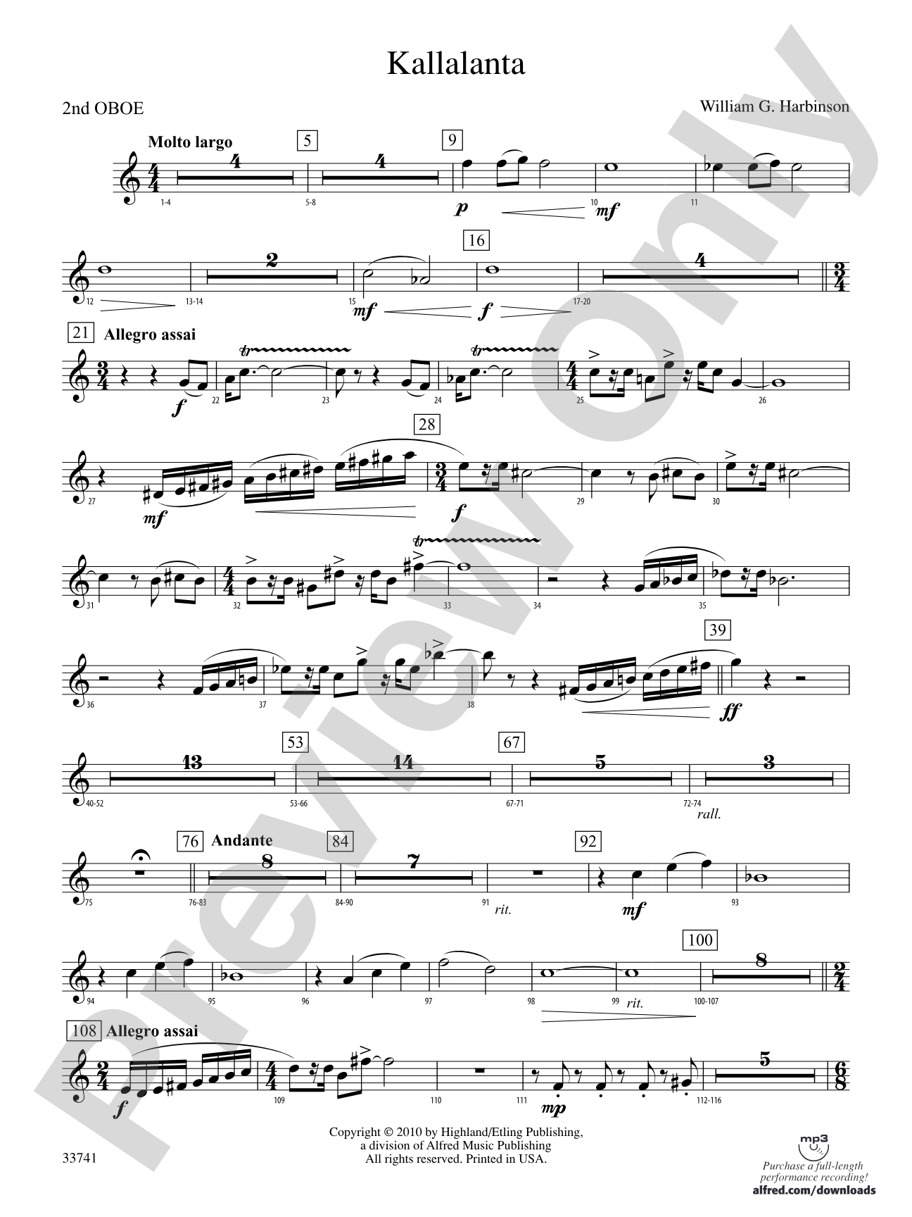 Kallalanta: 2nd Oboe