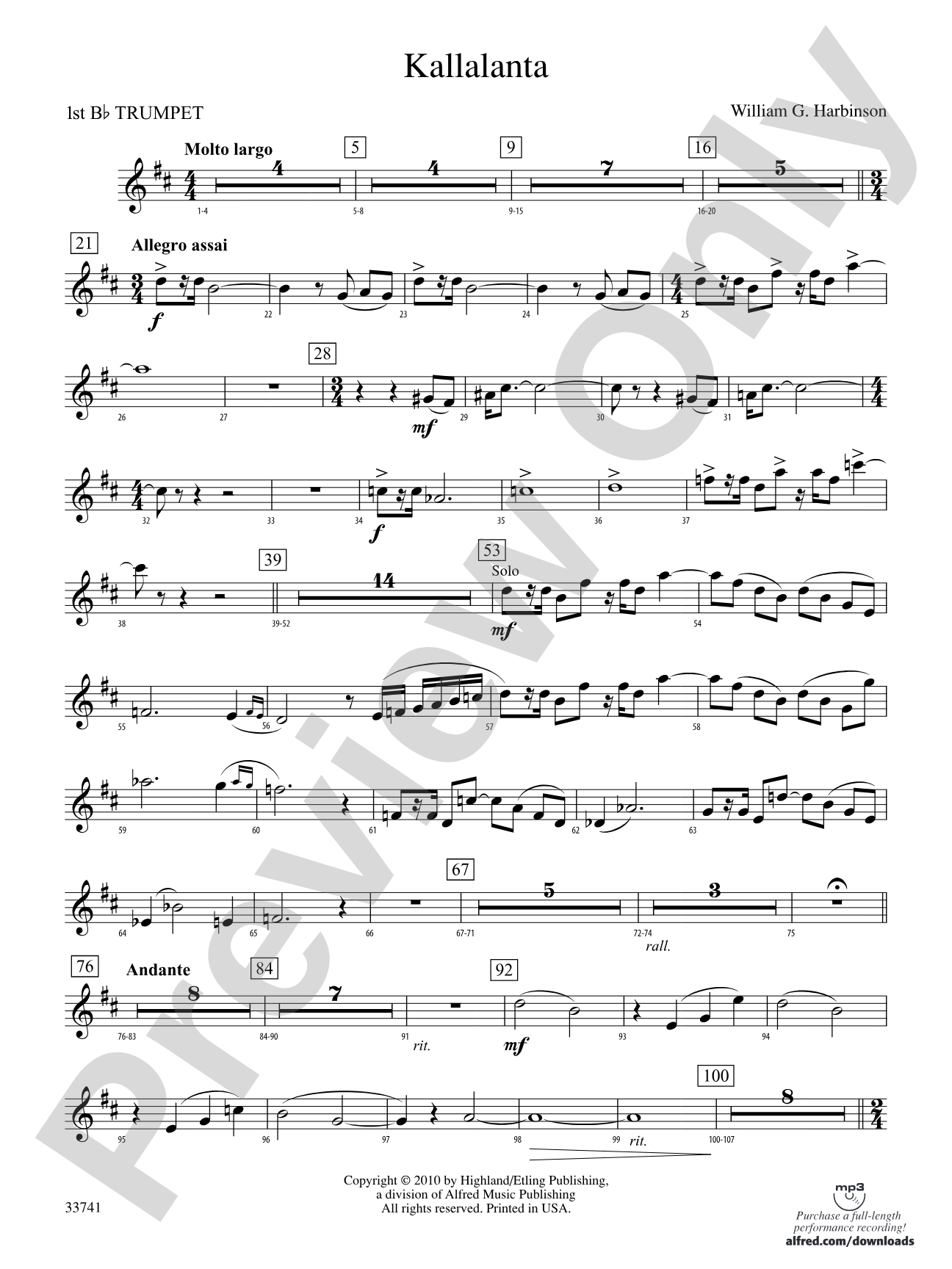 Kallalanta: 1st B-flat Trumpet