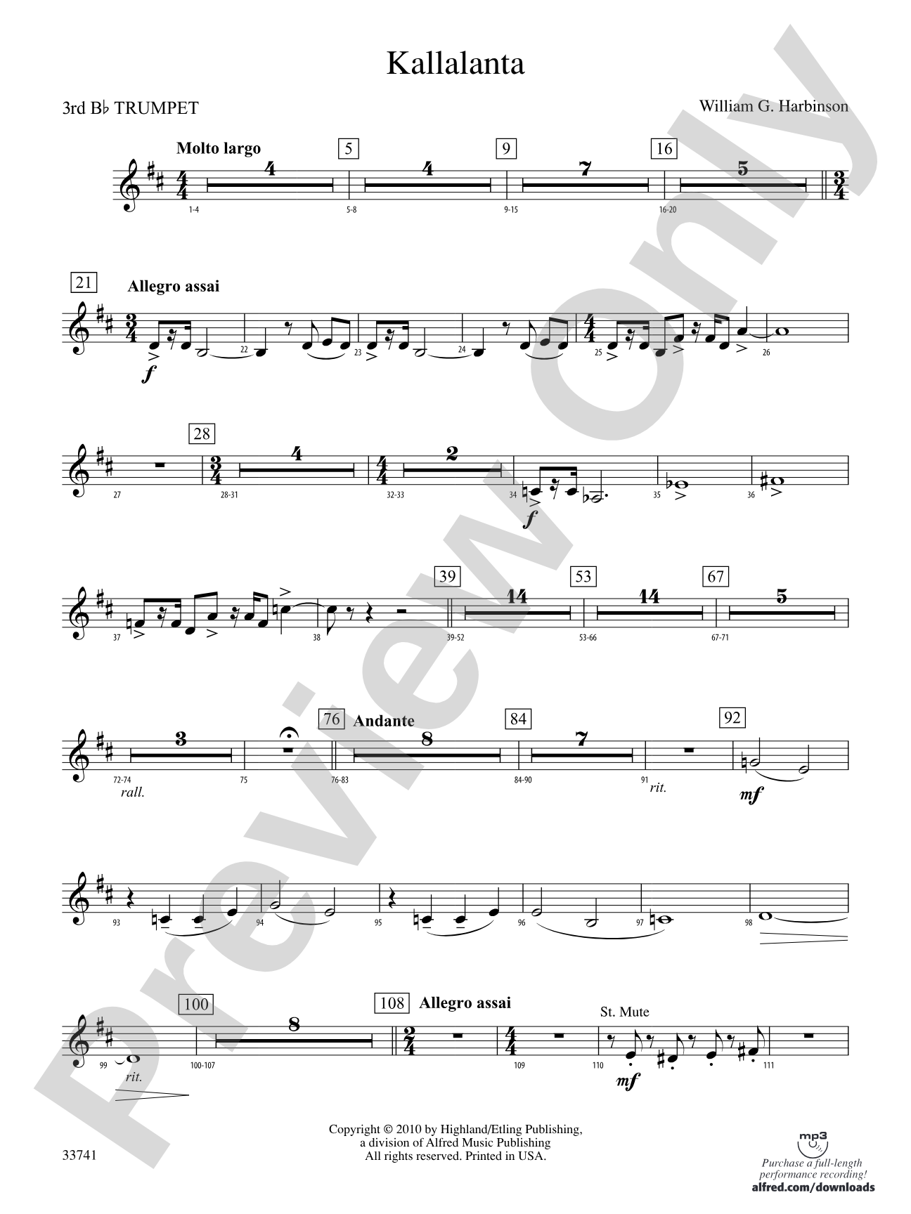 Kallalanta: 3rd B-flat Trumpet