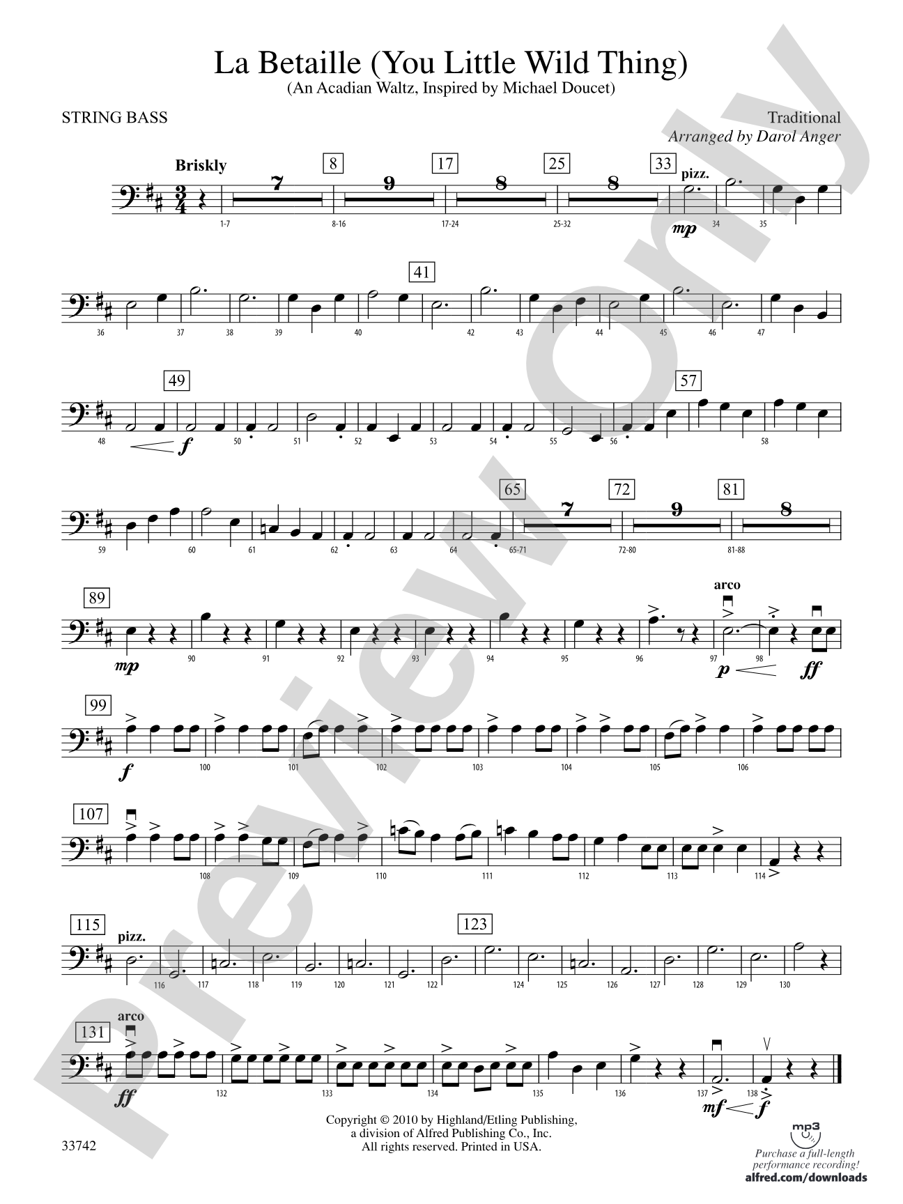 La Betaille (You Little Wild Thing): String Bass