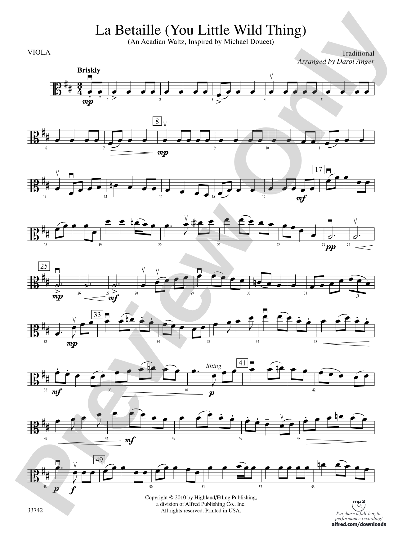 La Betaille (You Little Wild Thing): Viola