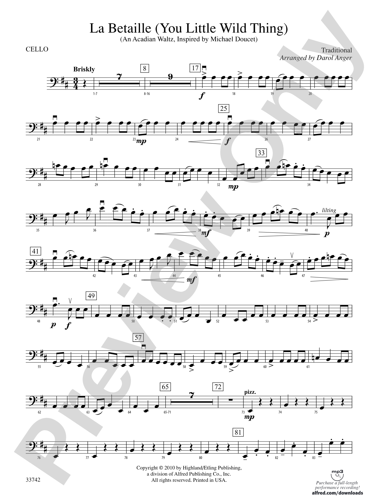 La Betaille (You Little Wild Thing): Cello