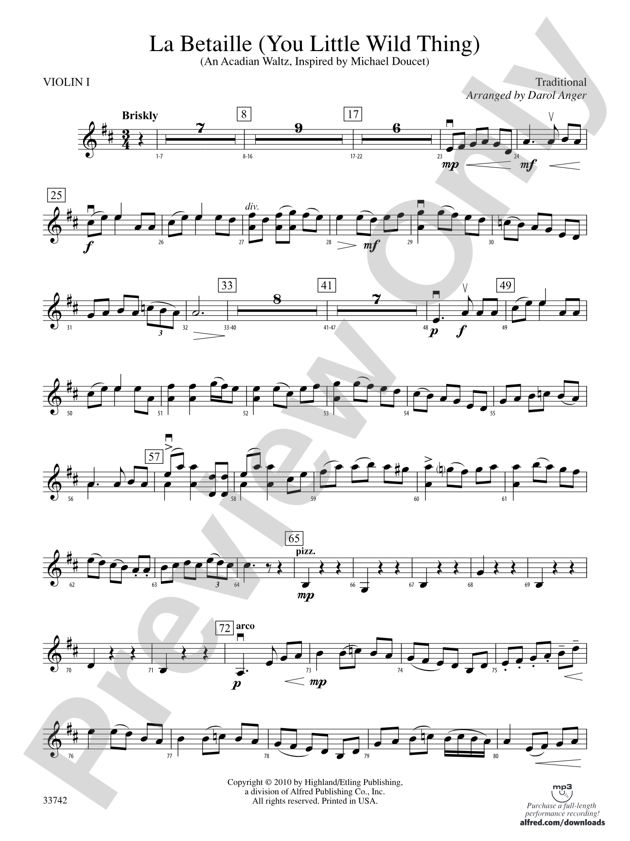 La Betaille (You Little Wild Thing): 1st Violin