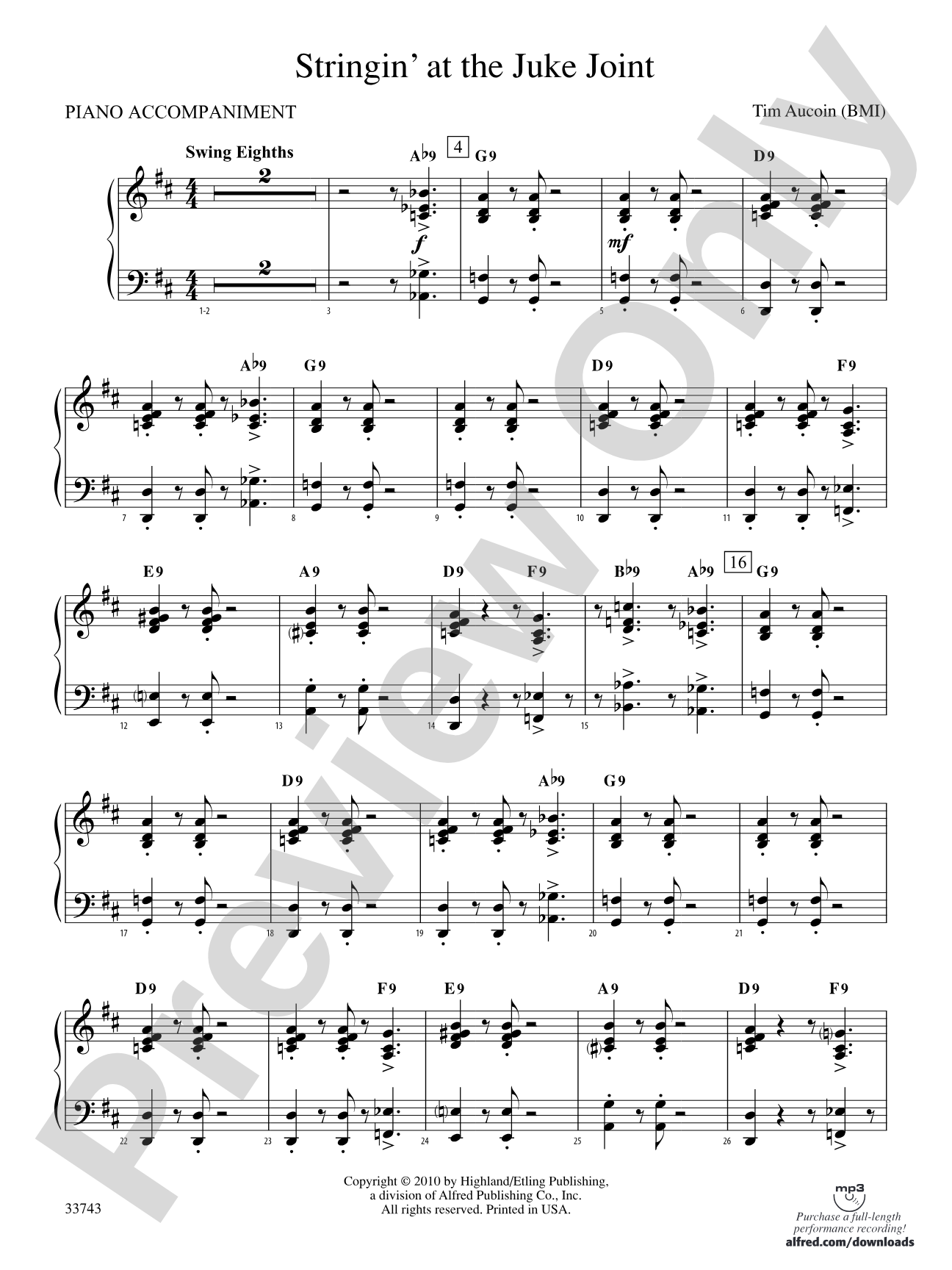 Stringin' at the Juke Joint: Piano Accompaniment