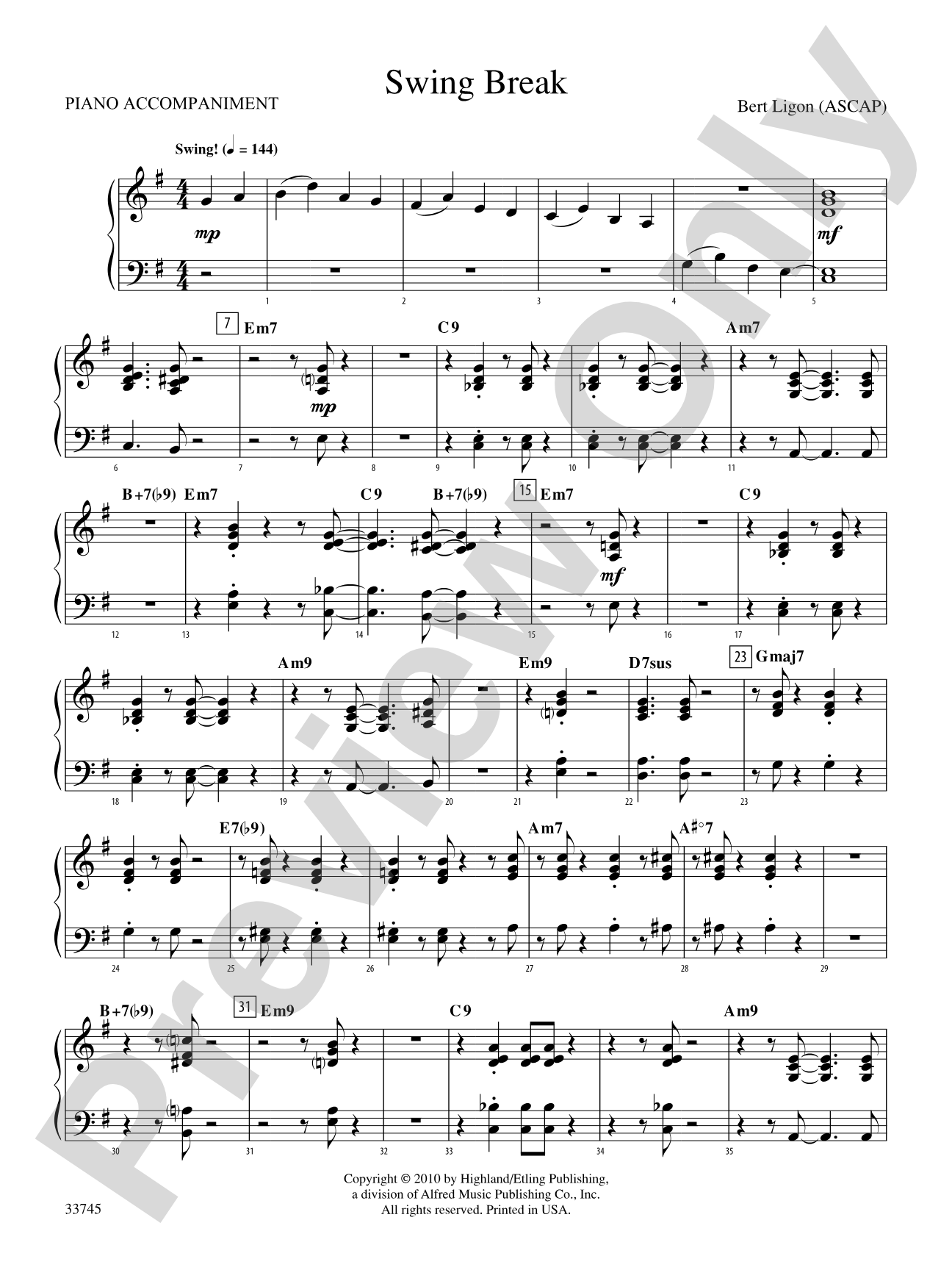 Swing Break: Piano Accompaniment