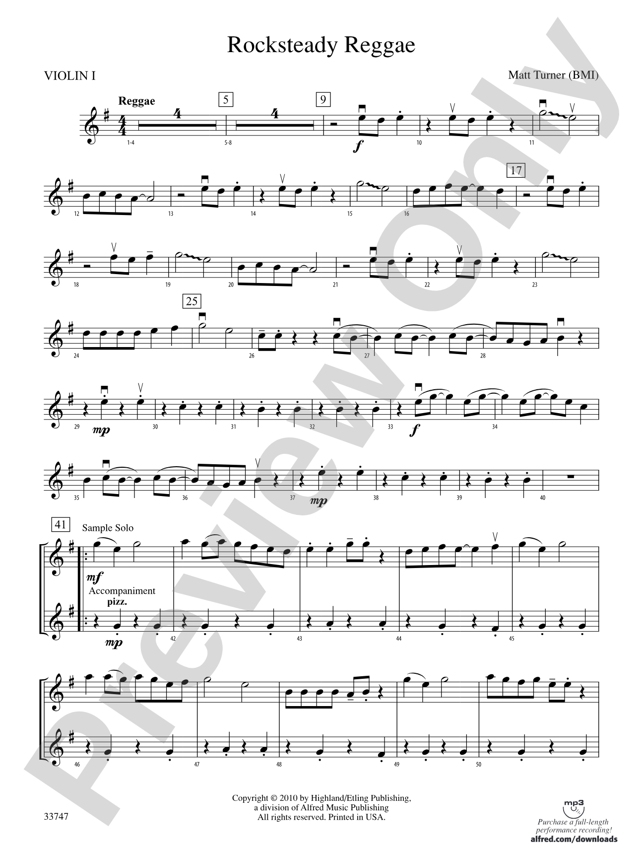 Rocksteady Reggae: 1st Violin