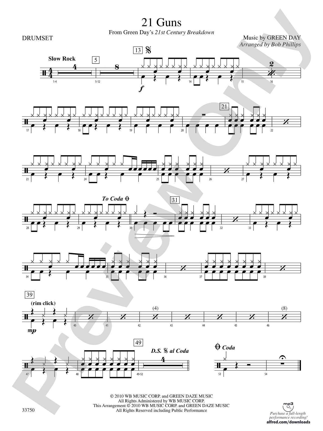 21 Guns: Drums