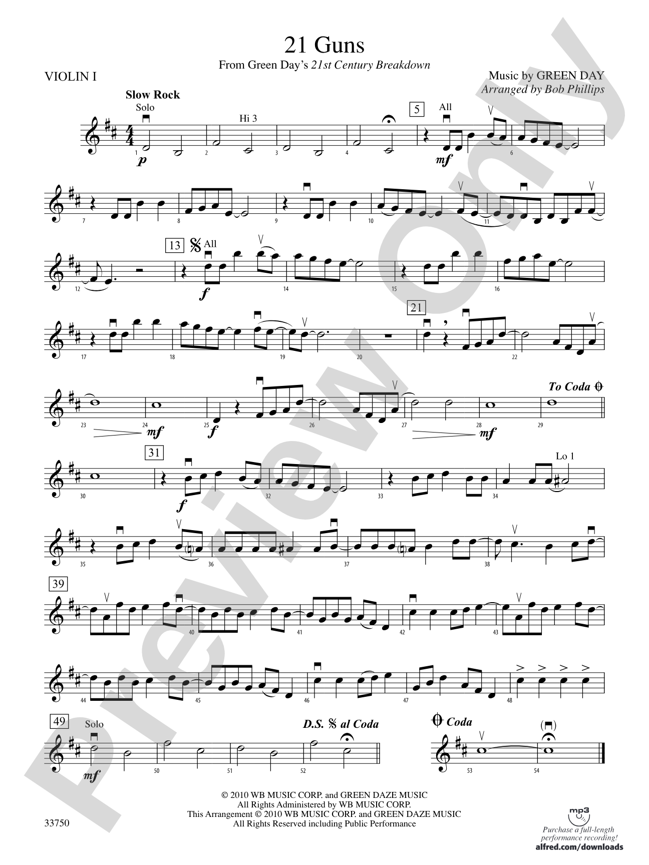 21 Guns: 1st Violin