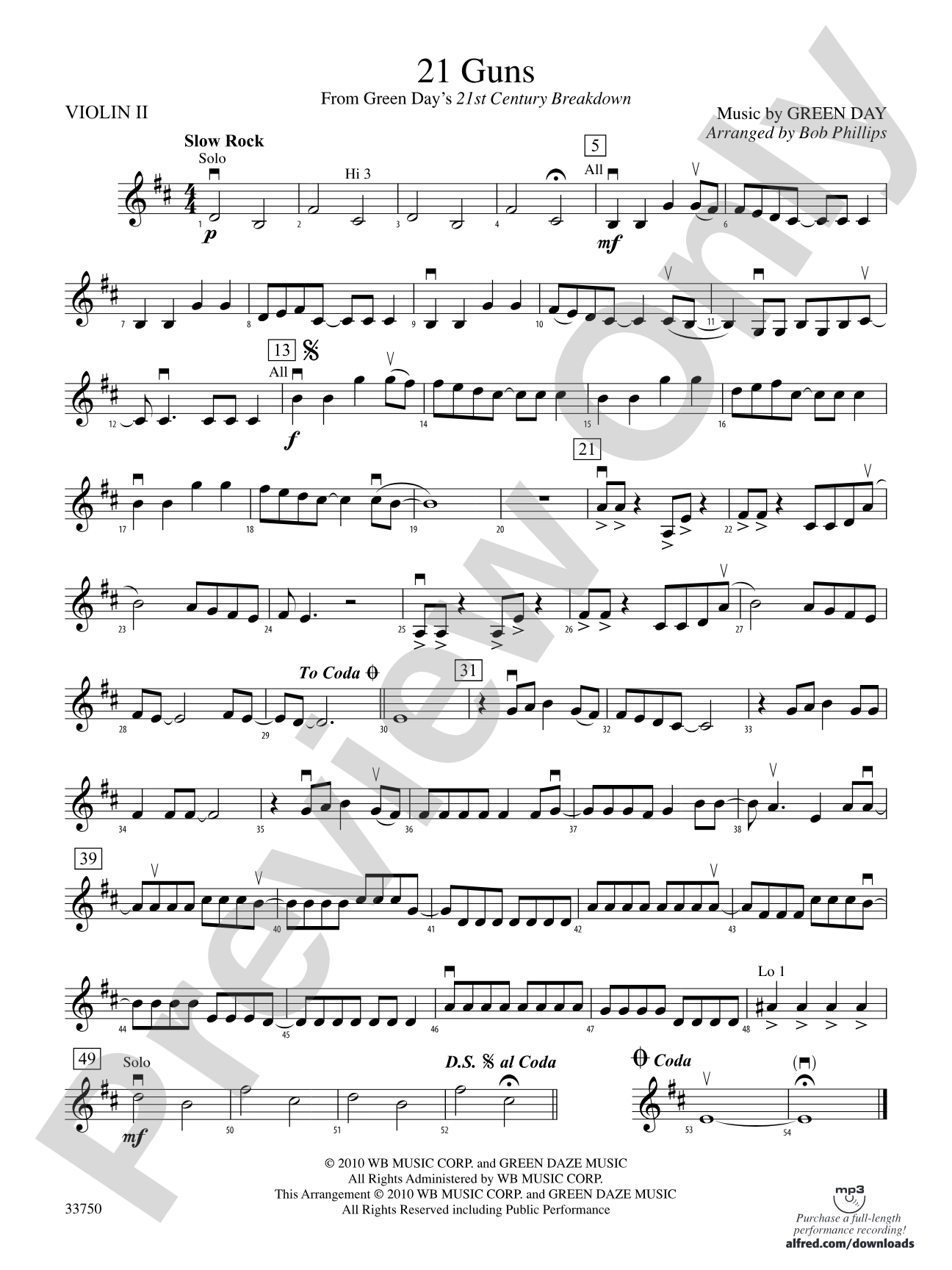 21 Guns: 2nd Violin