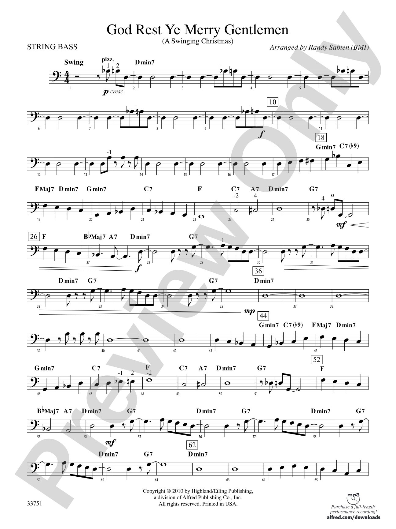 God Rest Ye Merry Gentlemen: String Bass