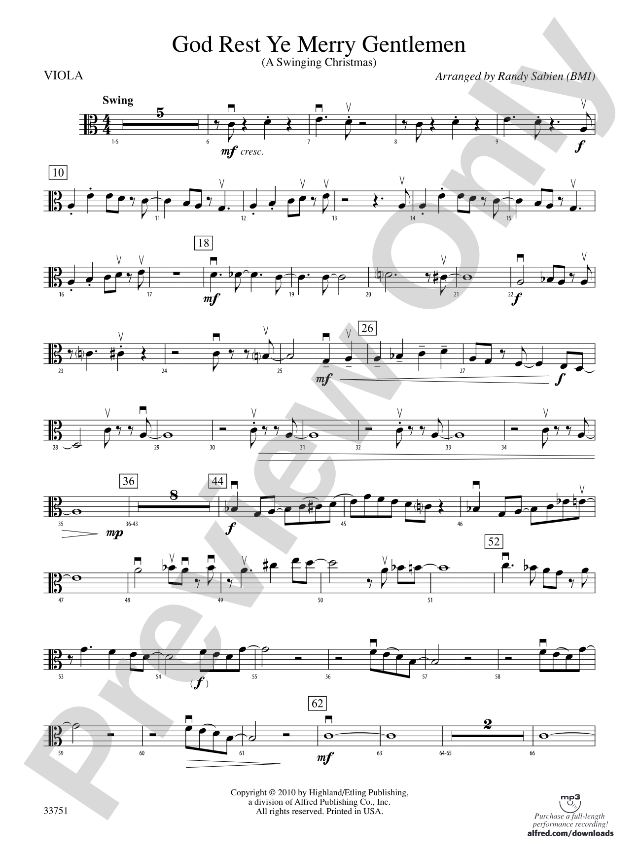 God Rest Ye Merry Gentlemen: Viola