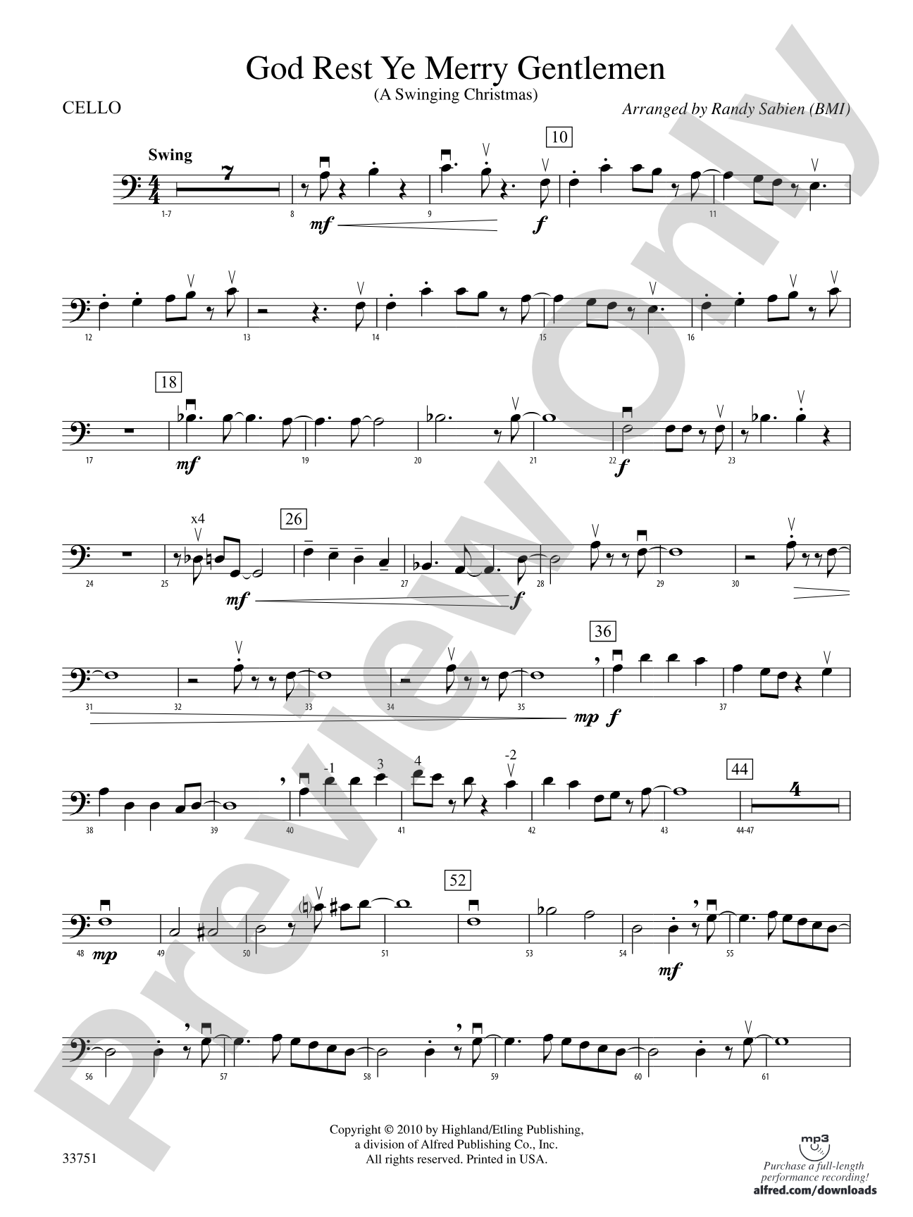 God Rest Ye Merry Gentlemen: Cello