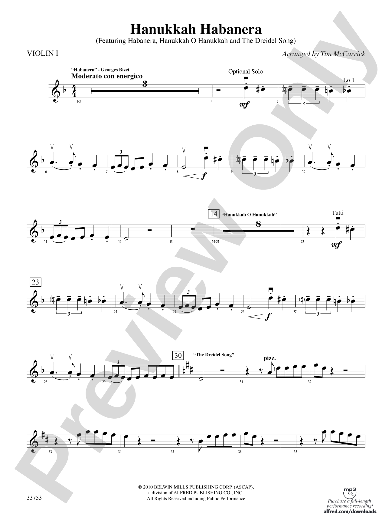 Hanukkah Habanera: 1st Violin