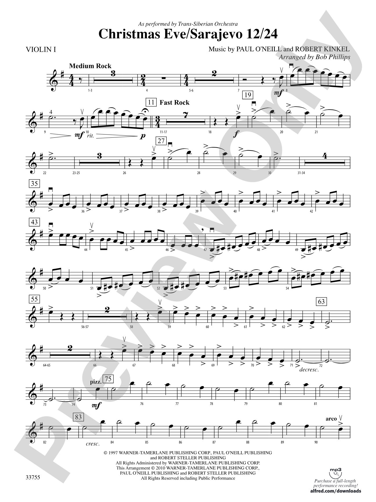 Christmas Eve/Sarajevo 12/24: 1st Violin