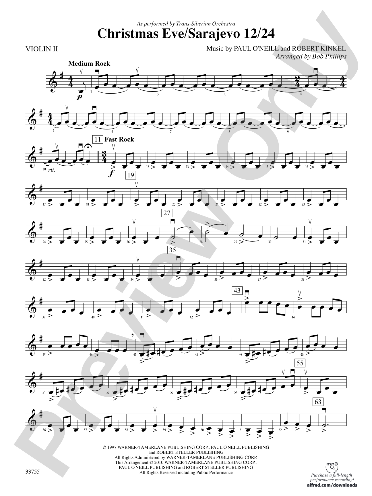 Christmas Eve/Sarajevo 12/24: 2nd Violin