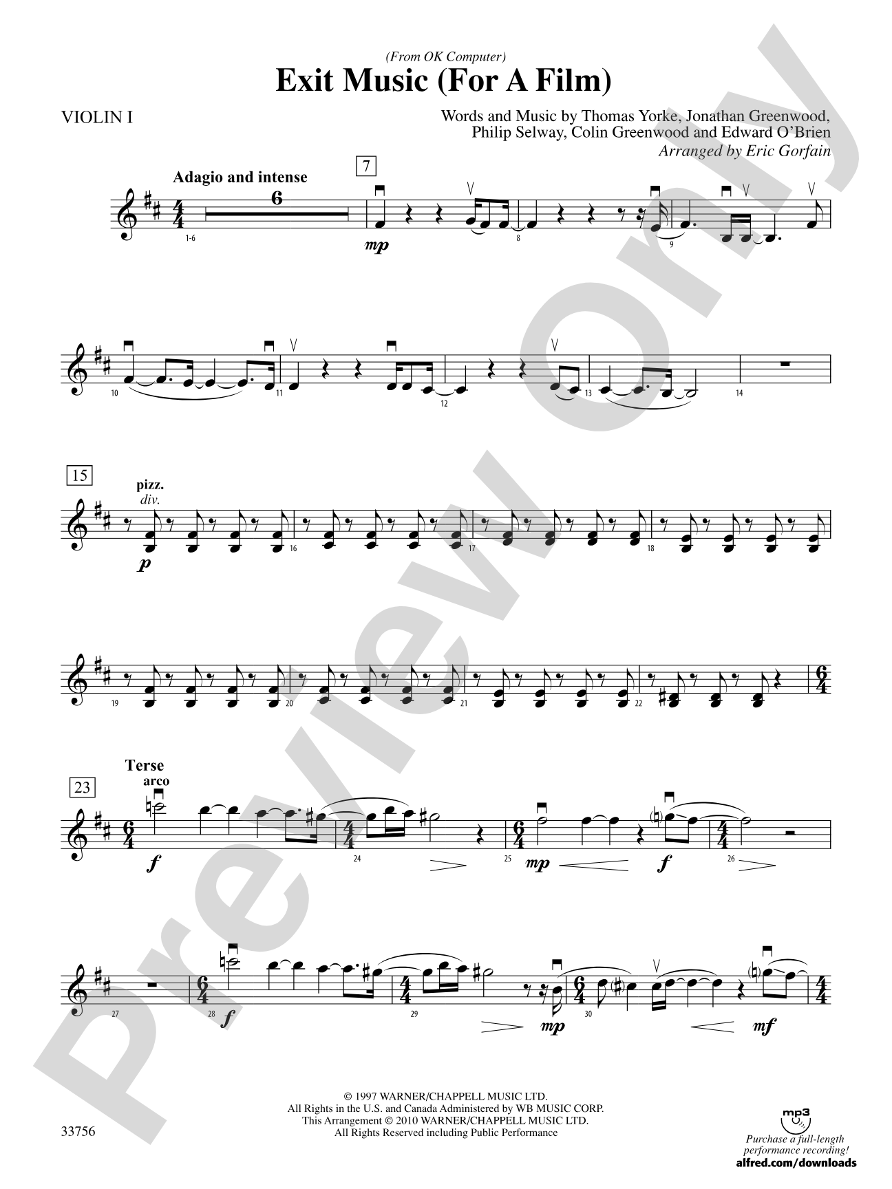 Exit Music (For a Film): 1st Violin