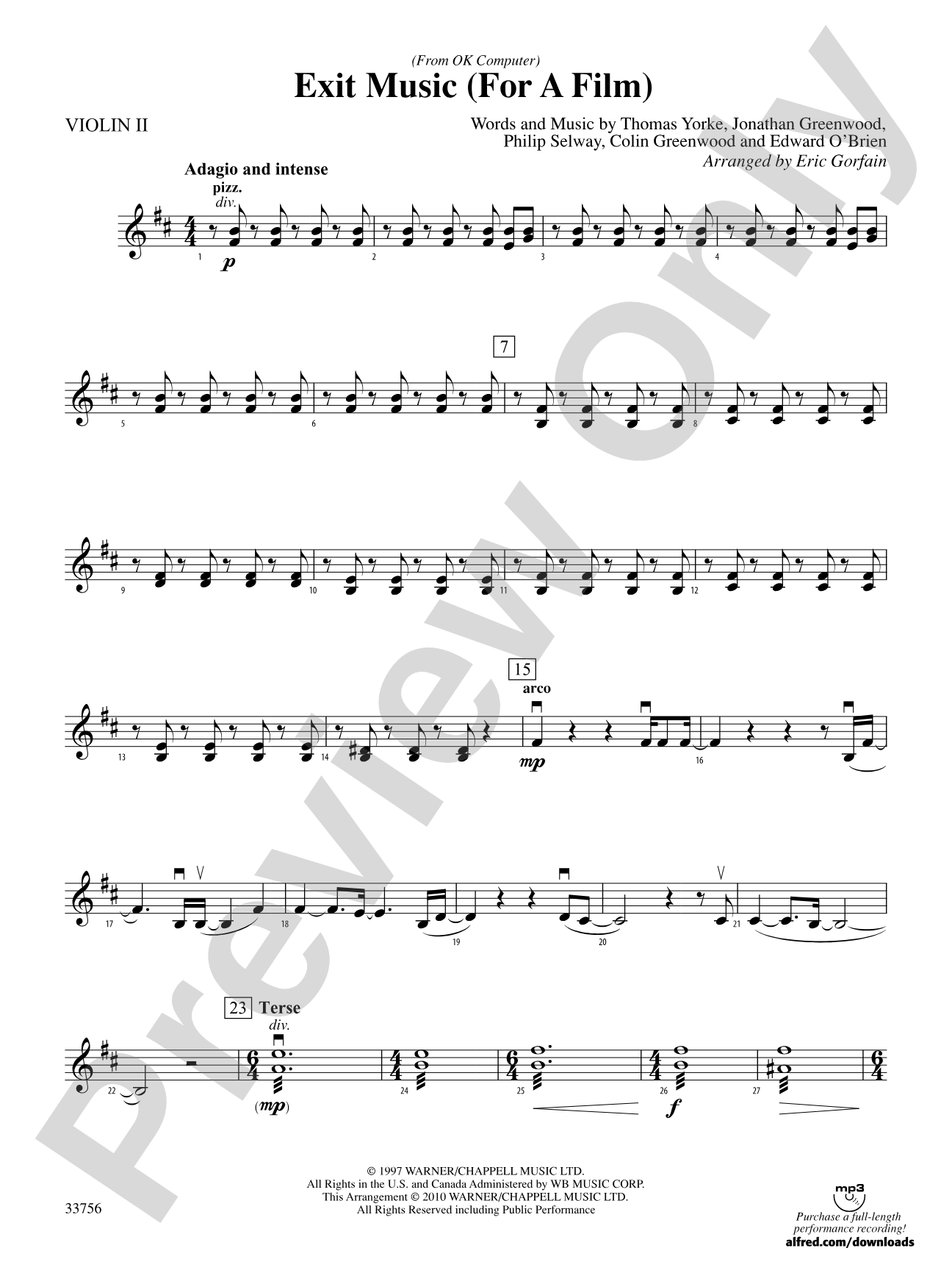 Exit Music (For a Film): 2nd Violin