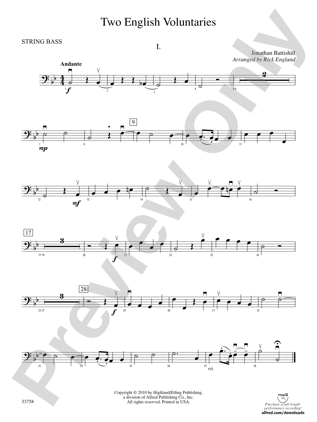 Two English Voluntaries: String Bass