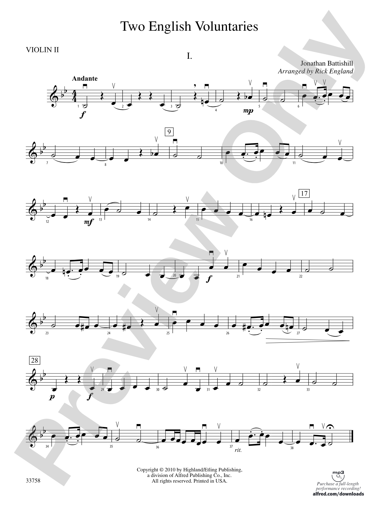 Two English Voluntaries: 2nd Violin