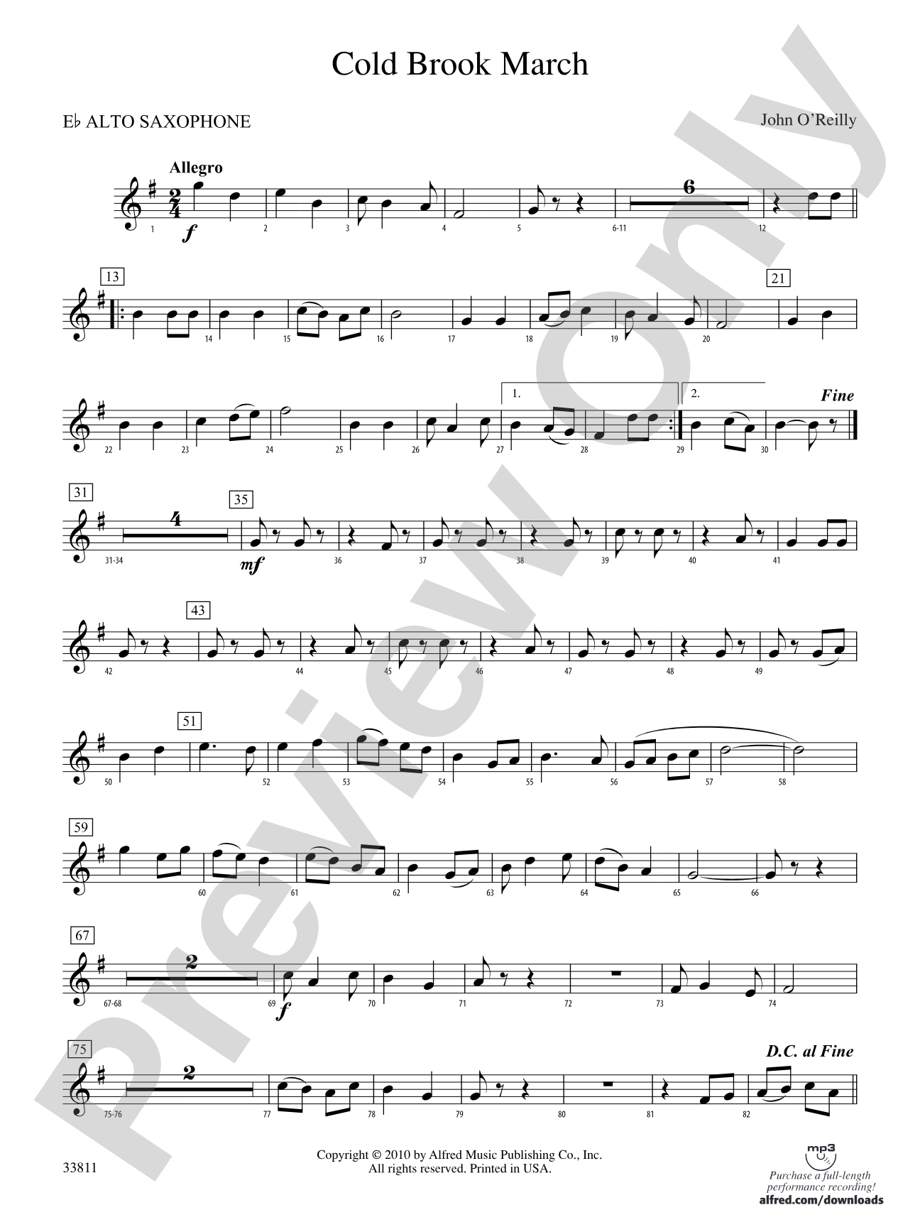 Cold Brook March: E-flat Alto Saxophone