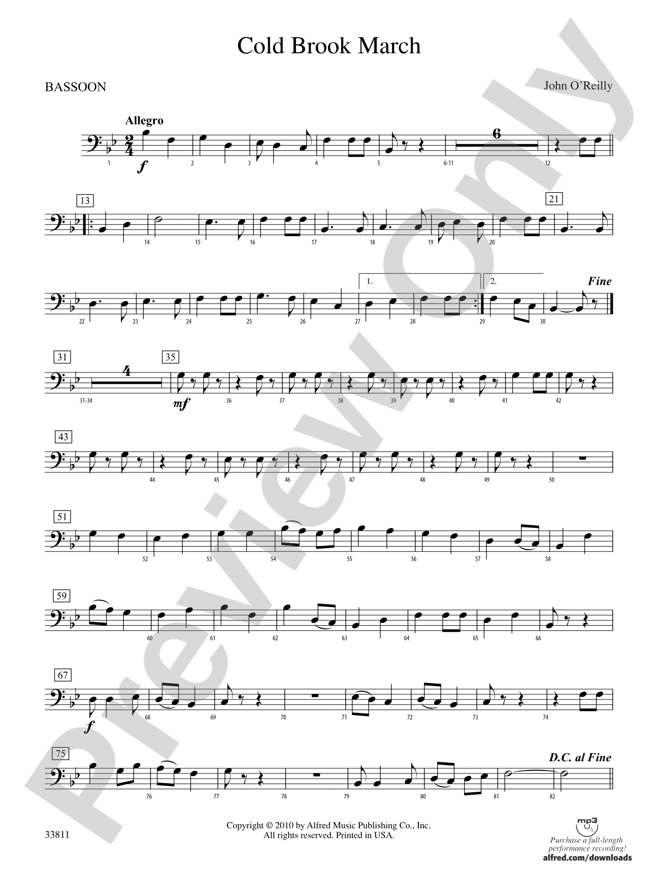 Cold Brook March: Bassoon