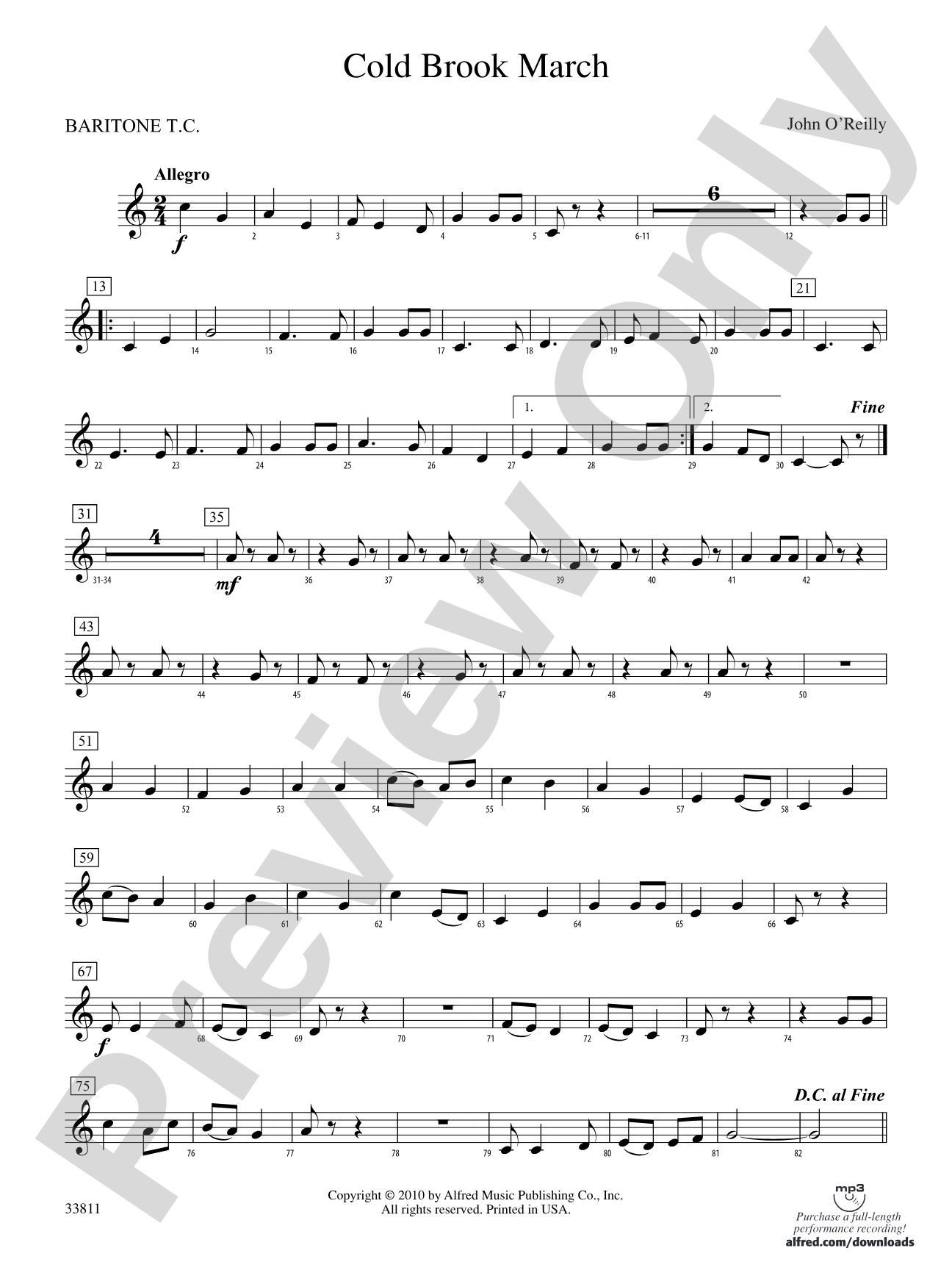 Cold Brook March: Baritone T.C.