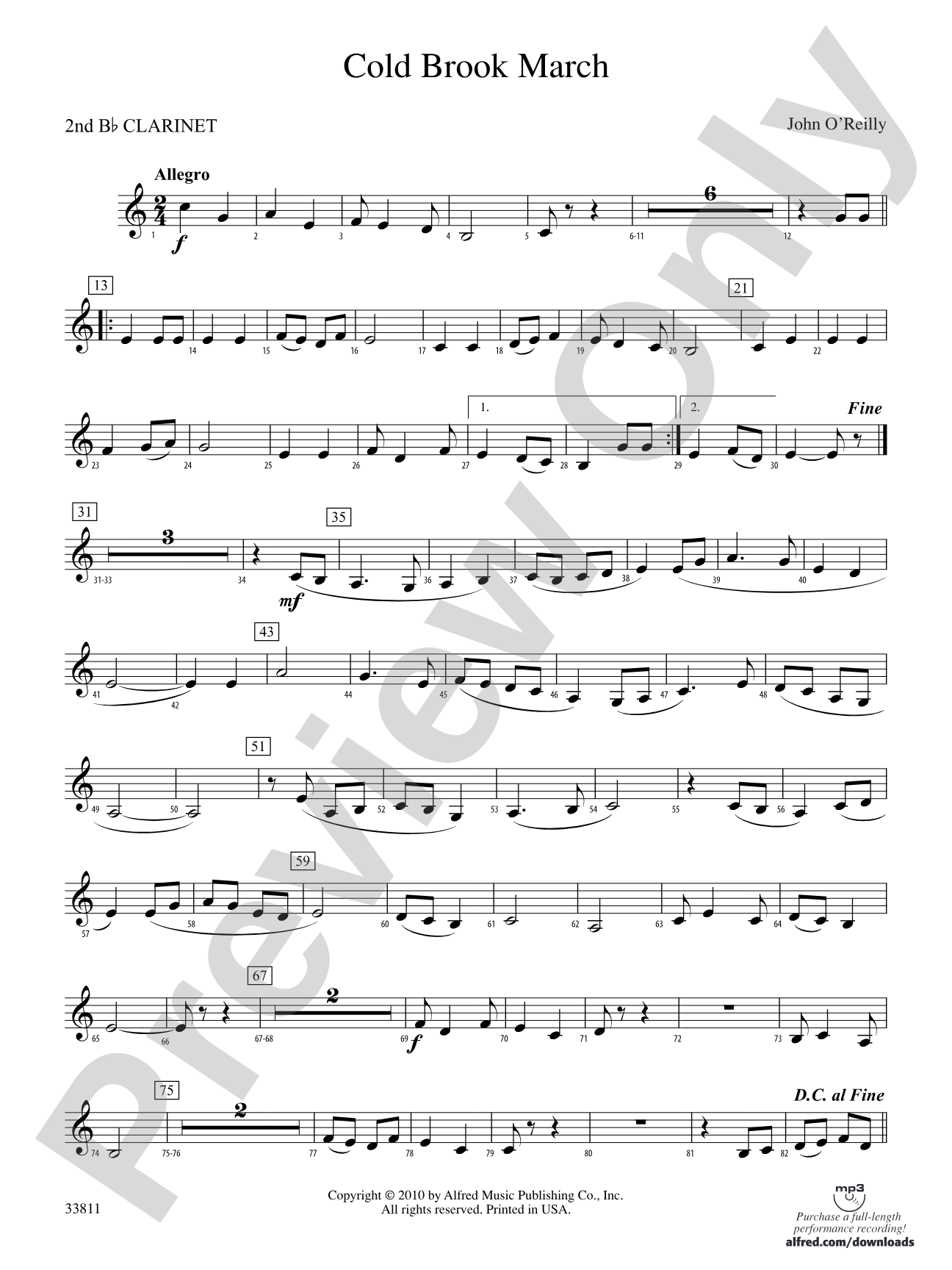 Cold Brook March: 2nd B-flat Clarinet