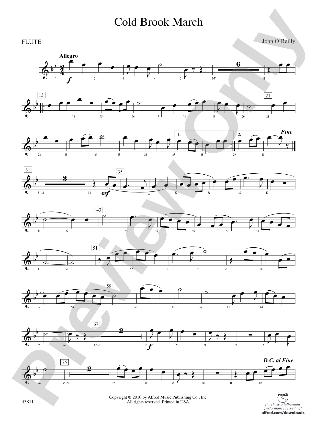 Cold Brook March: Flute