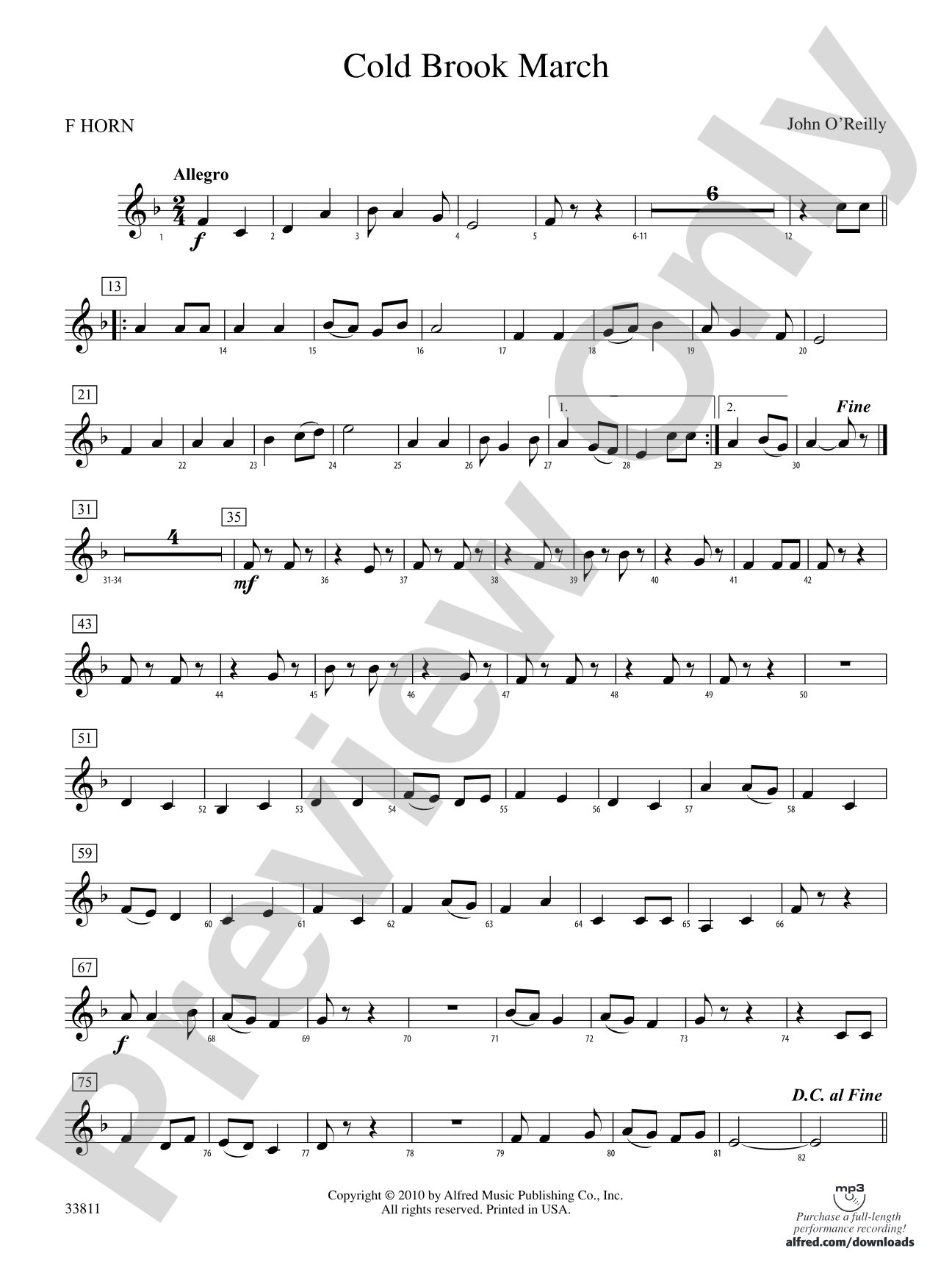 Cold Brook March: 1st F Horn