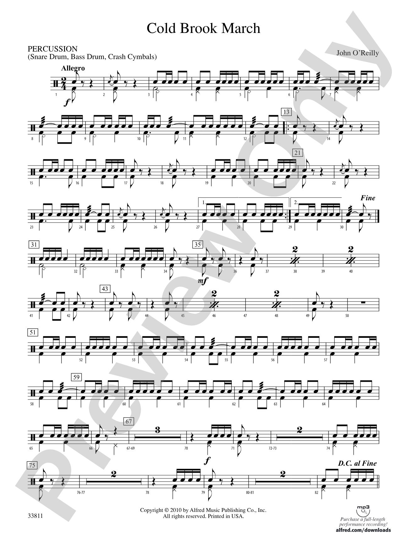 Cold Brook March: 1st Percussion
