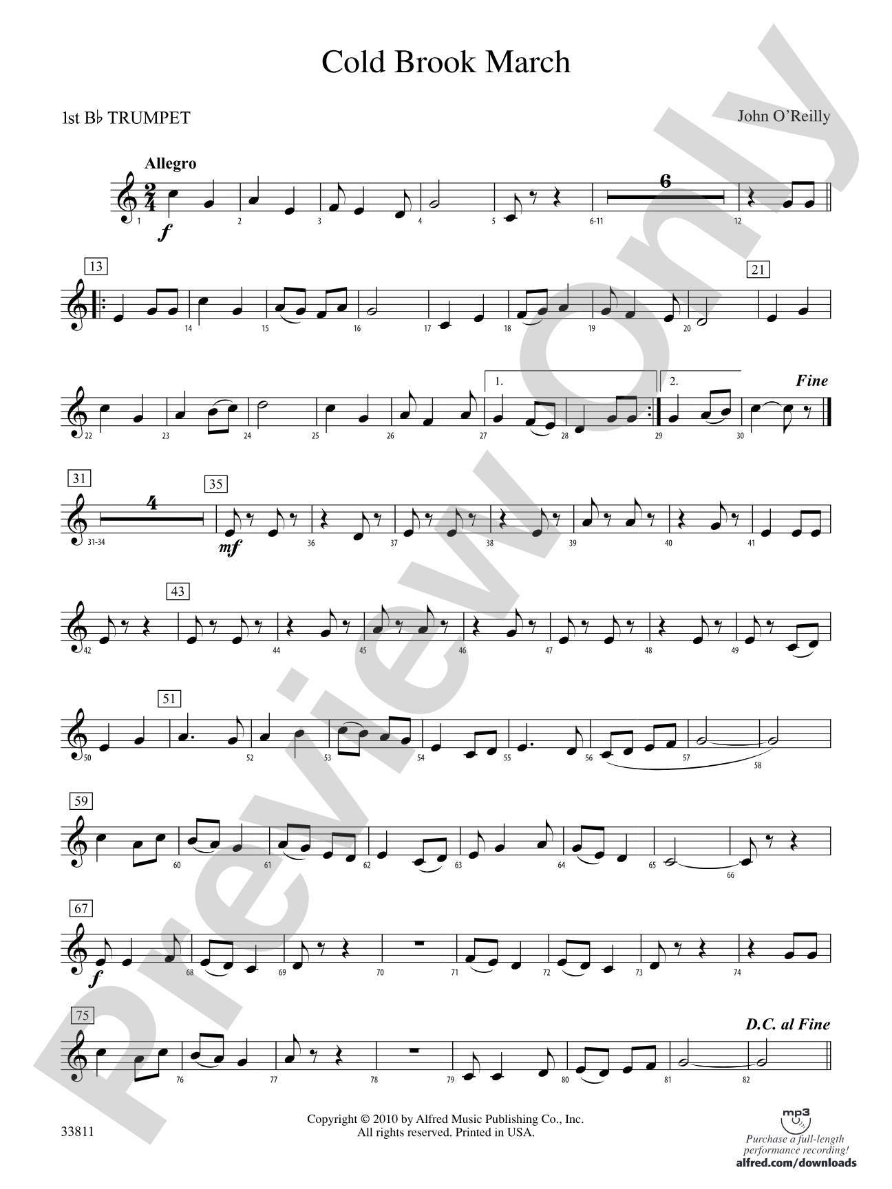 Cold Brook March: 1st B-flat Trumpet