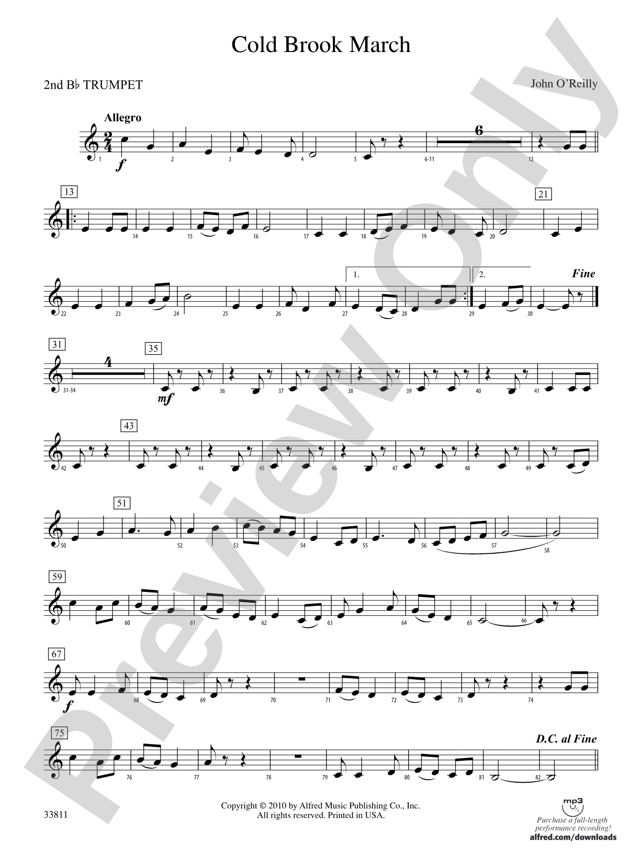Cold Brook March: 2nd B-flat Trumpet