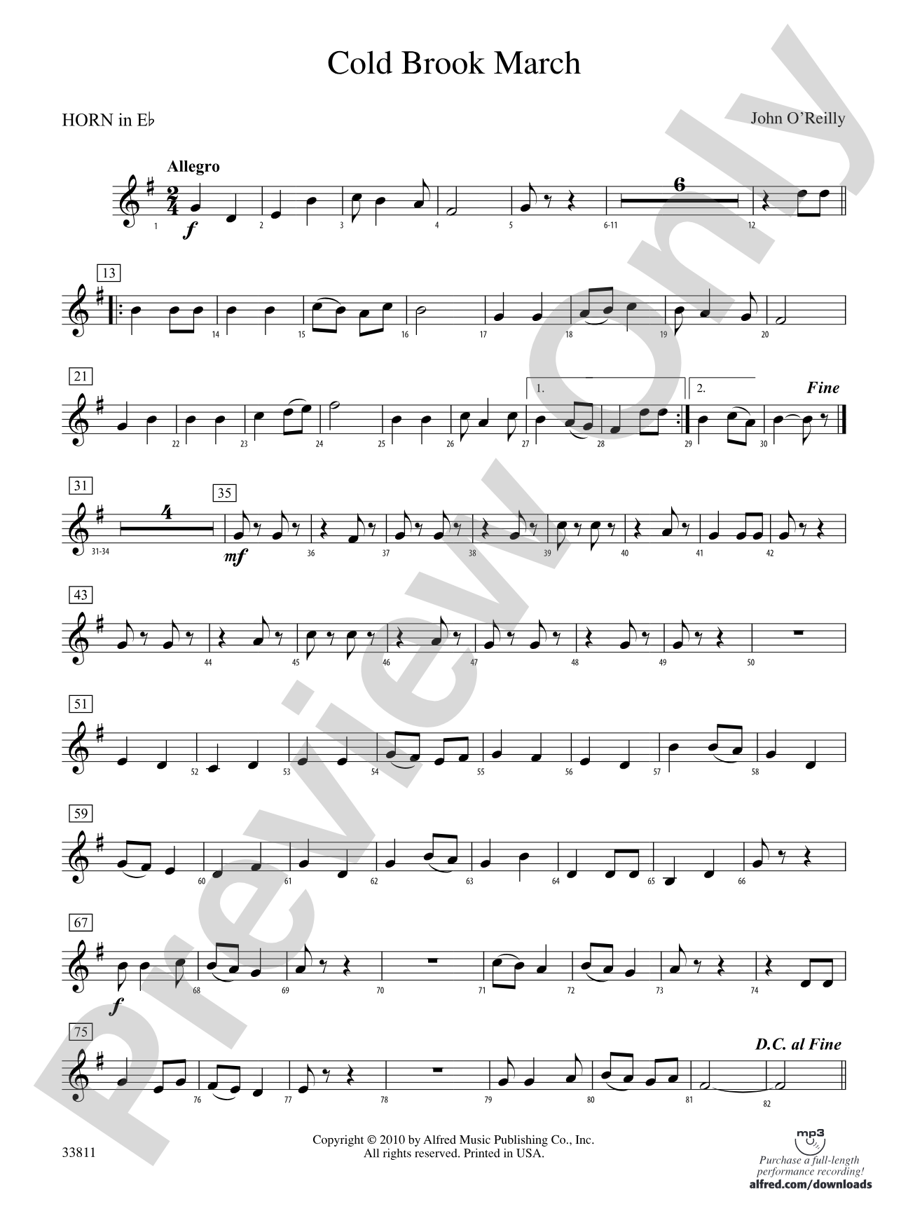 Cold Brook March: (wp) 1st Horn in E-flat