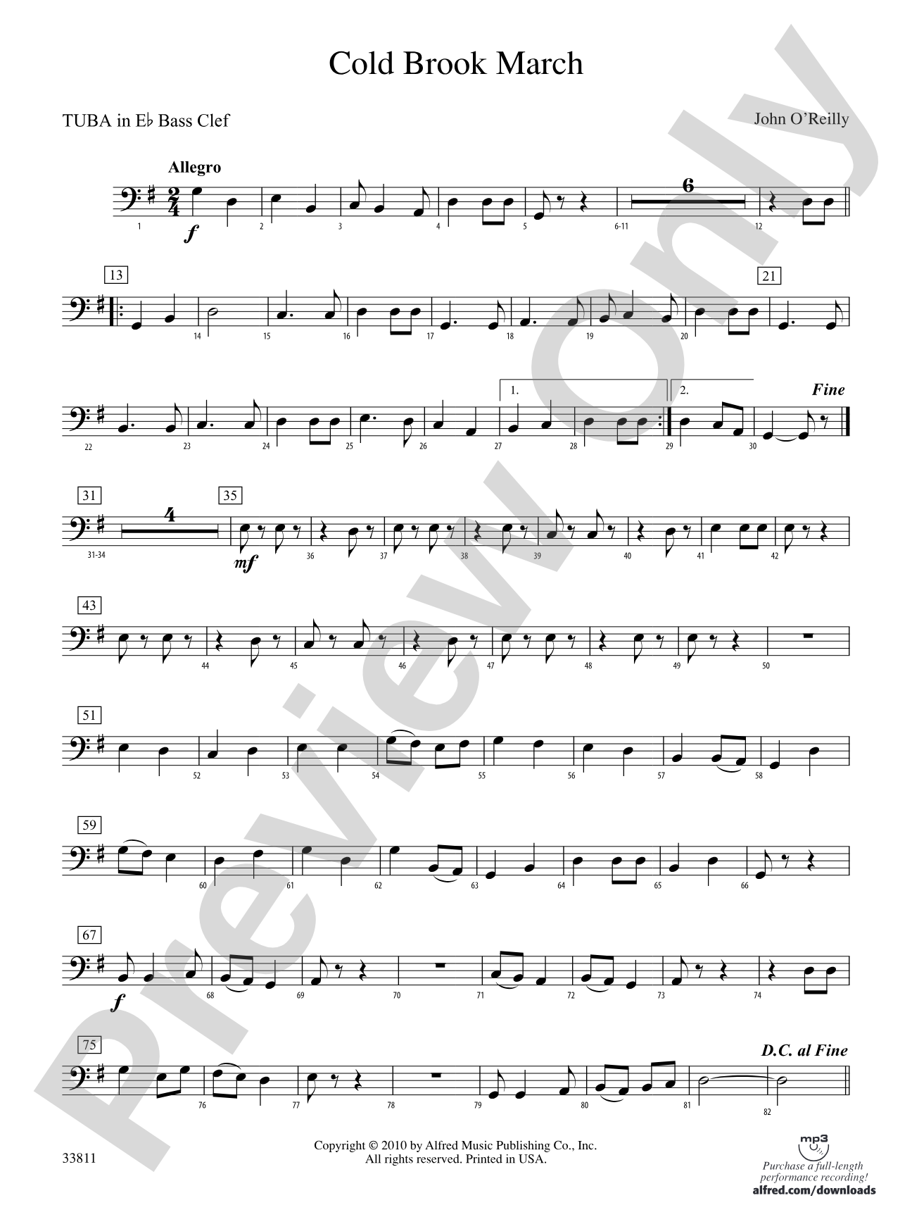 Cold Brook March: (wp) E-flat Tuba B.C.