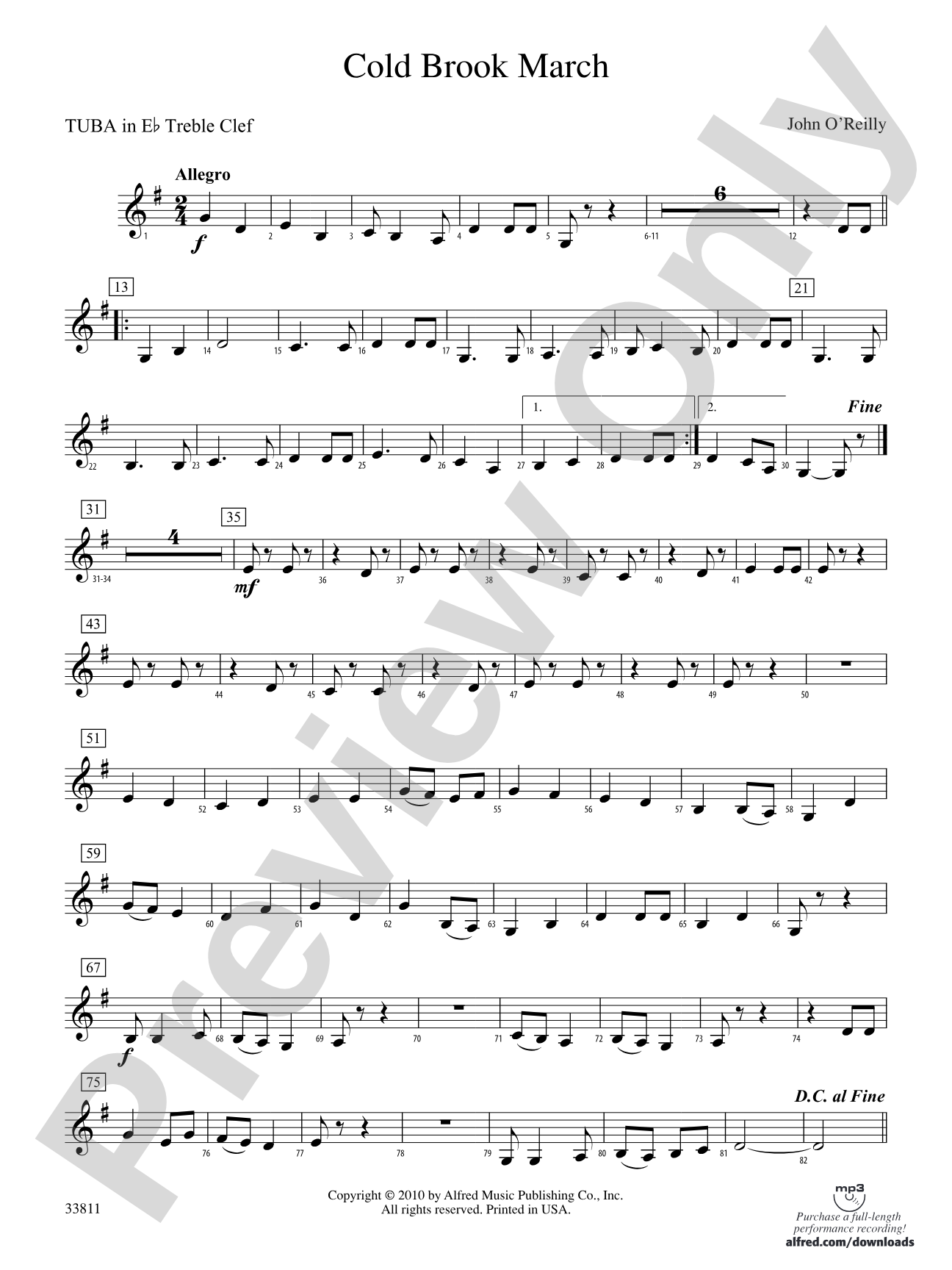 Cold Brook March: (wp) E-flat Tuba T.C.