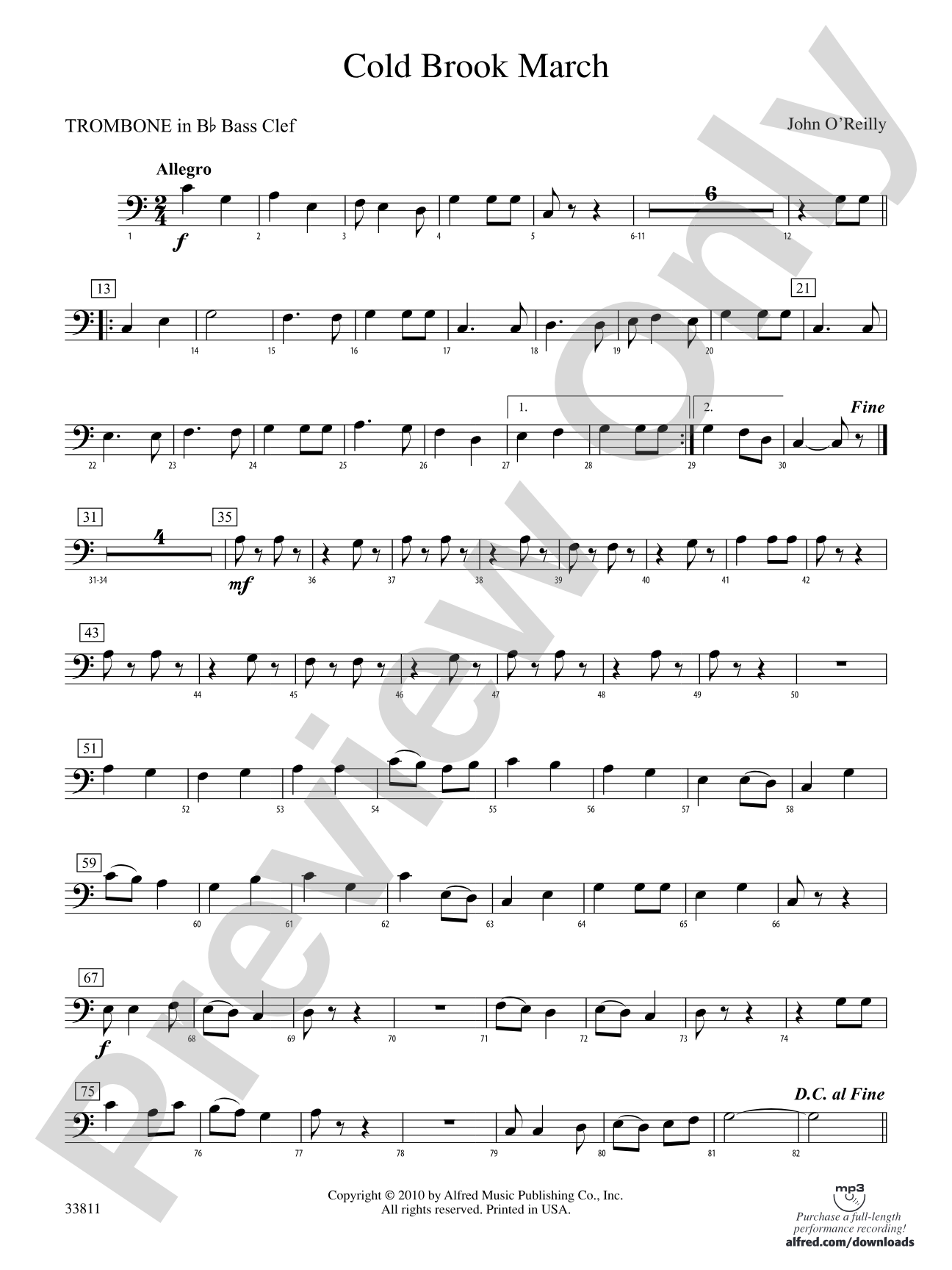 Cold Brook March: (wp) 1st B-flat Trombone B.C.