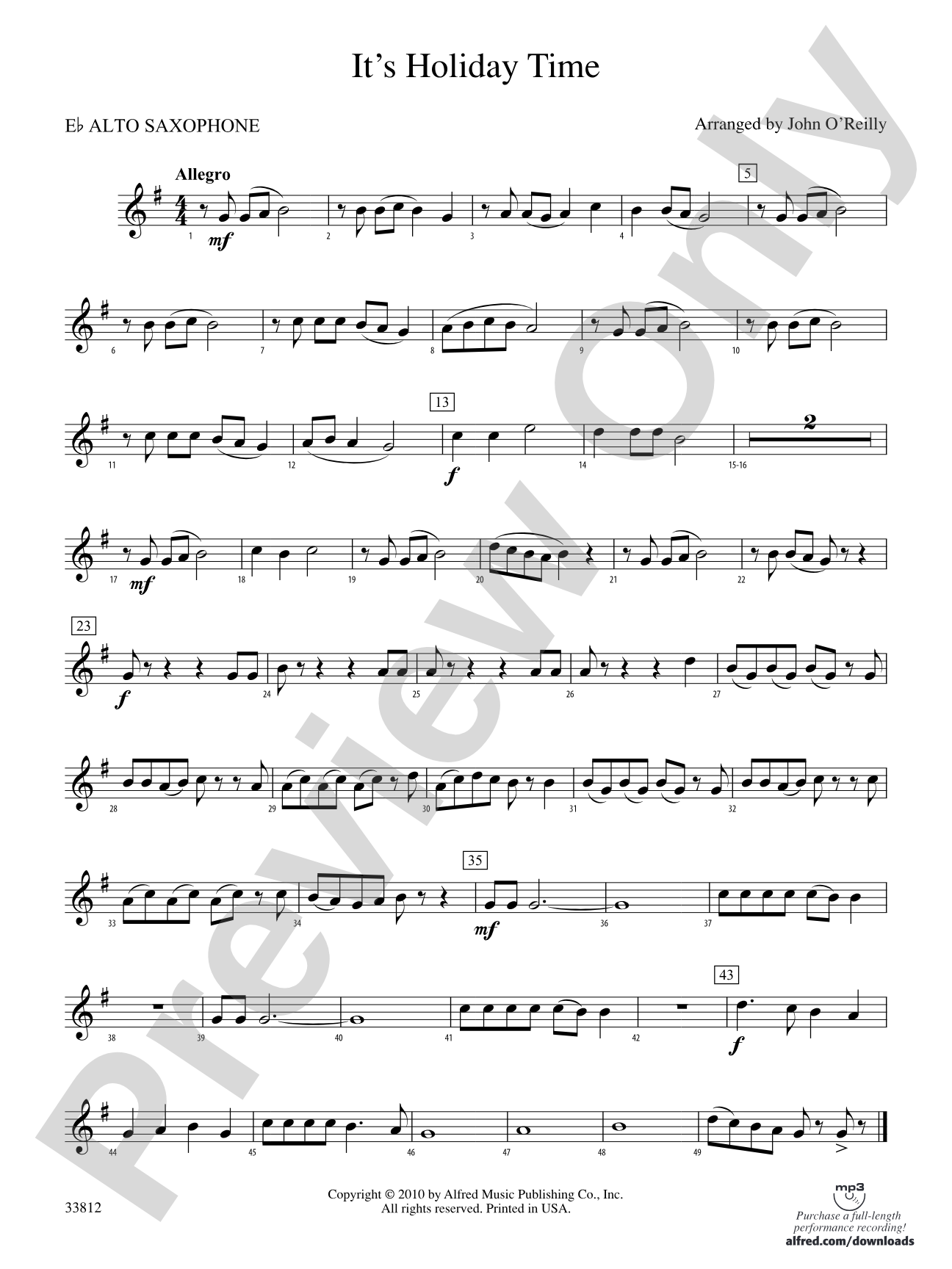 It's Holiday Time: E-flat Alto Saxophone