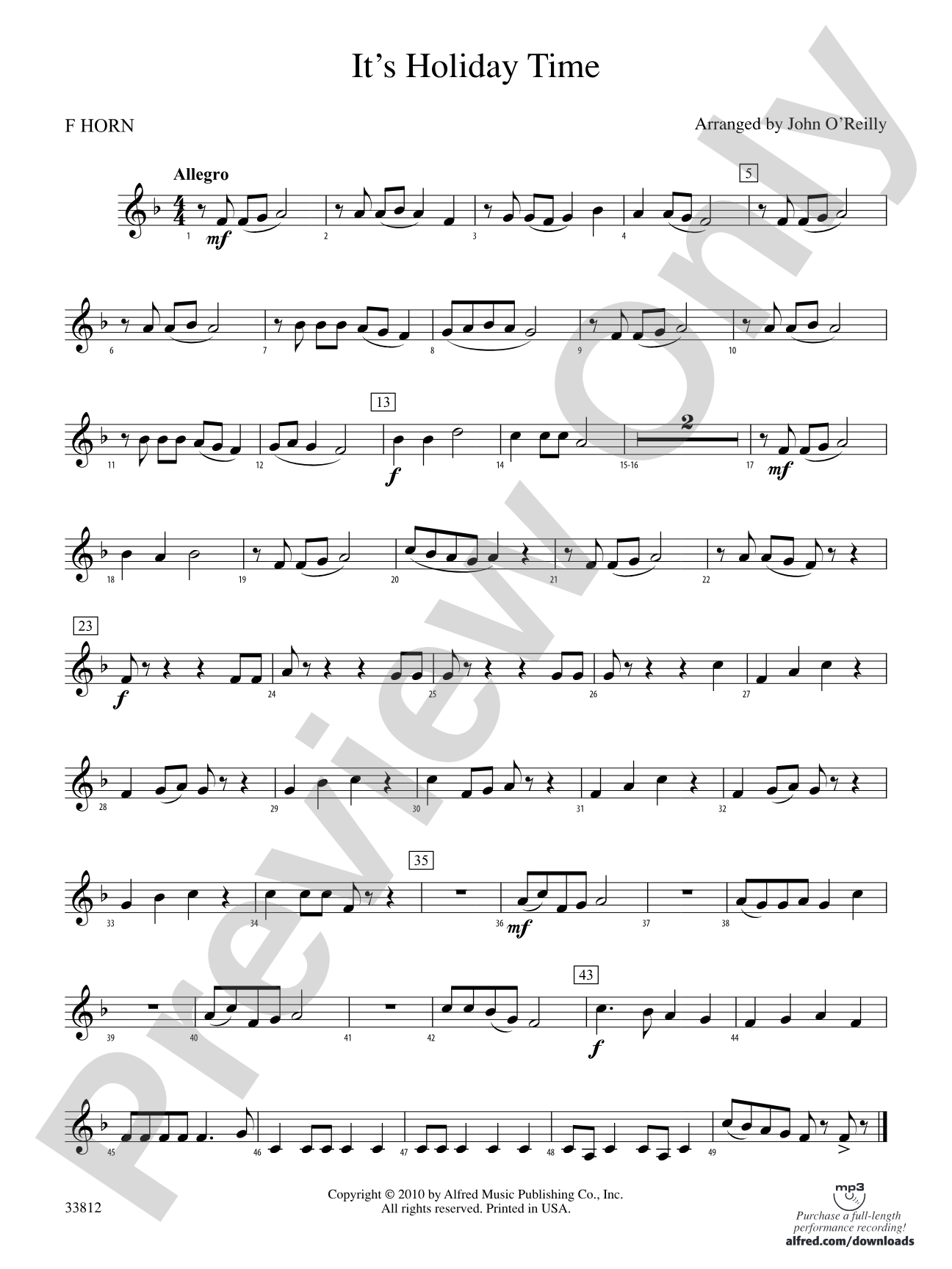 It's Holiday Time: 1st F Horn