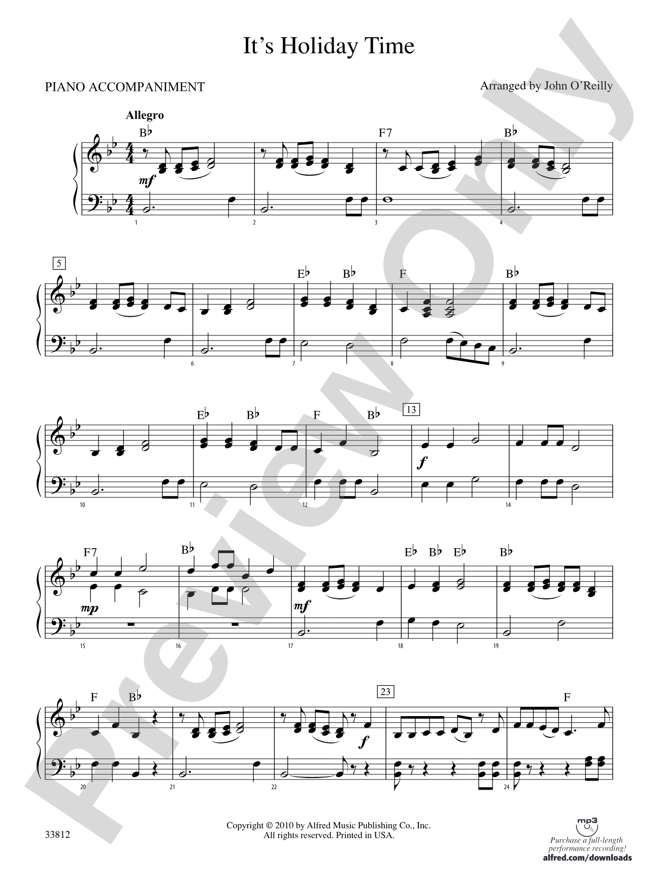 It's Holiday Time: Piano Accompaniment