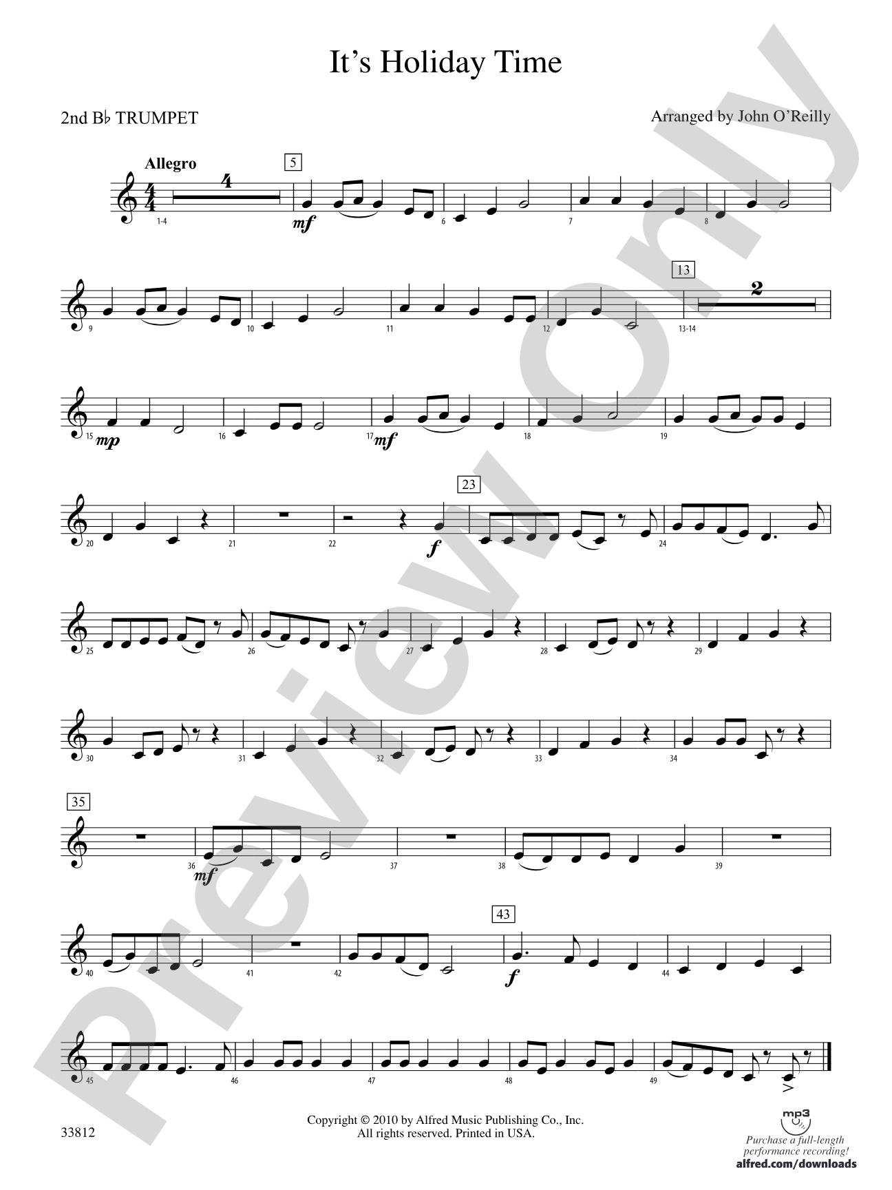It's Holiday Time: 2nd B-flat Trumpet