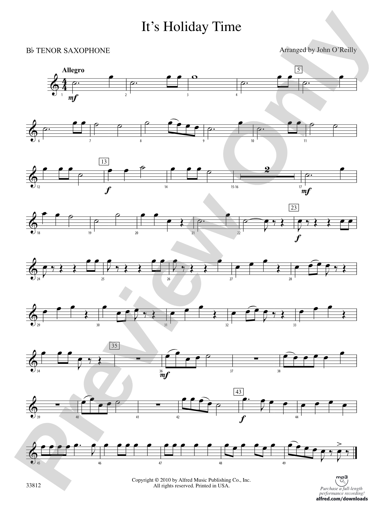 It's Holiday Time: B-flat Tenor Saxophone