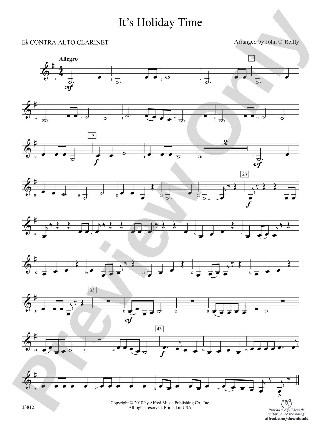 It's Holiday Time: (wp) E-flat Contrabass Clarinet