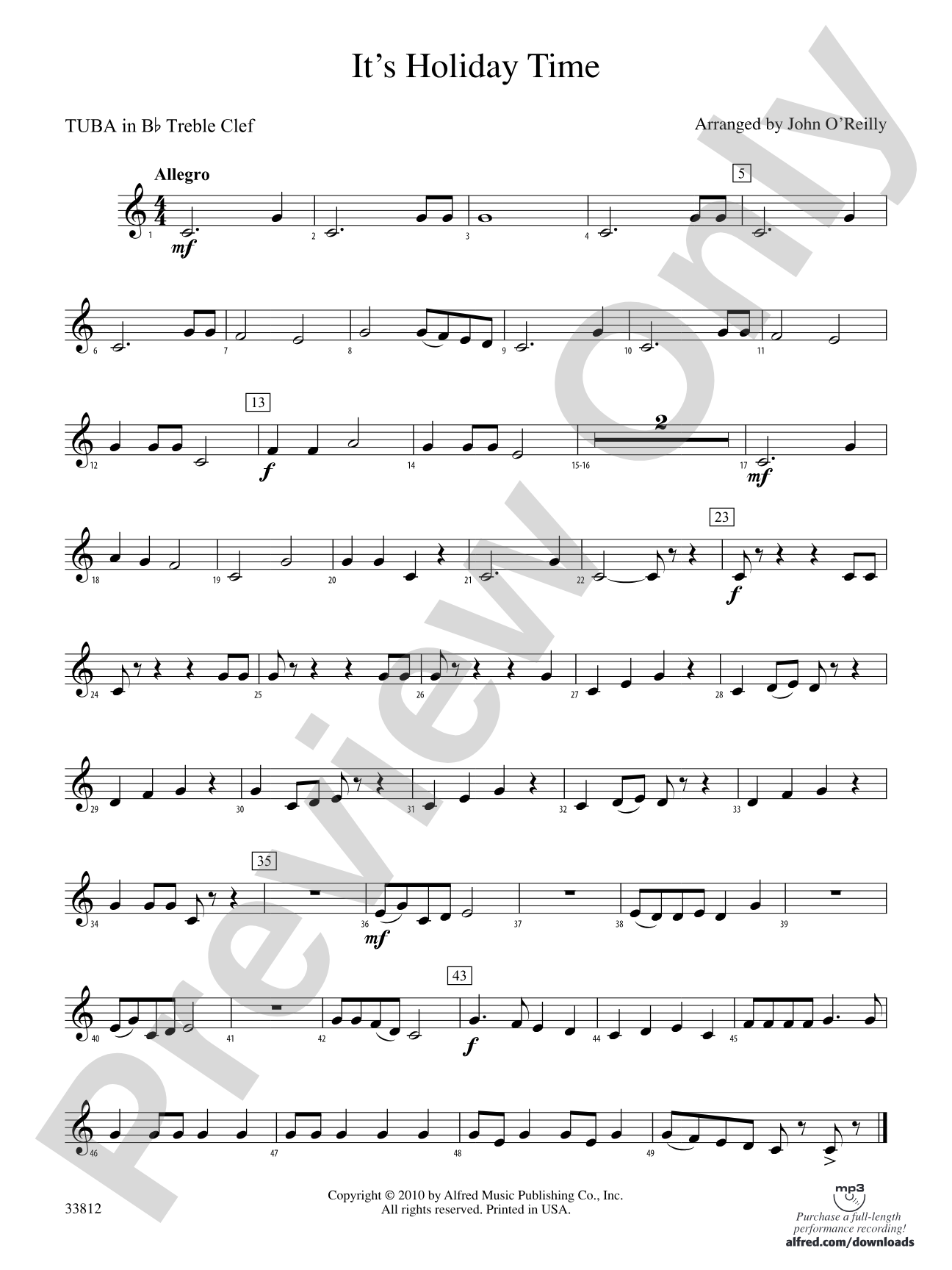 It's Holiday Time: (wp) B-flat Tuba T.C.