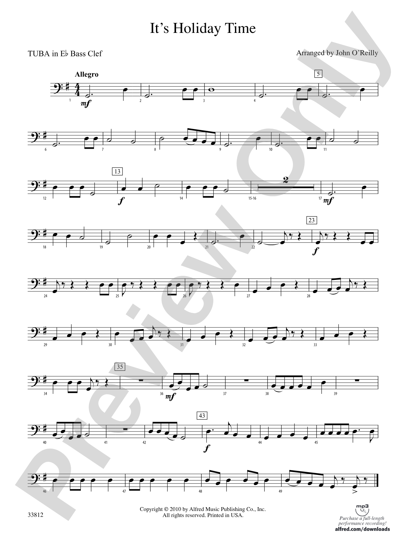 It's Holiday Time: (wp) E-flat Tuba B.C.