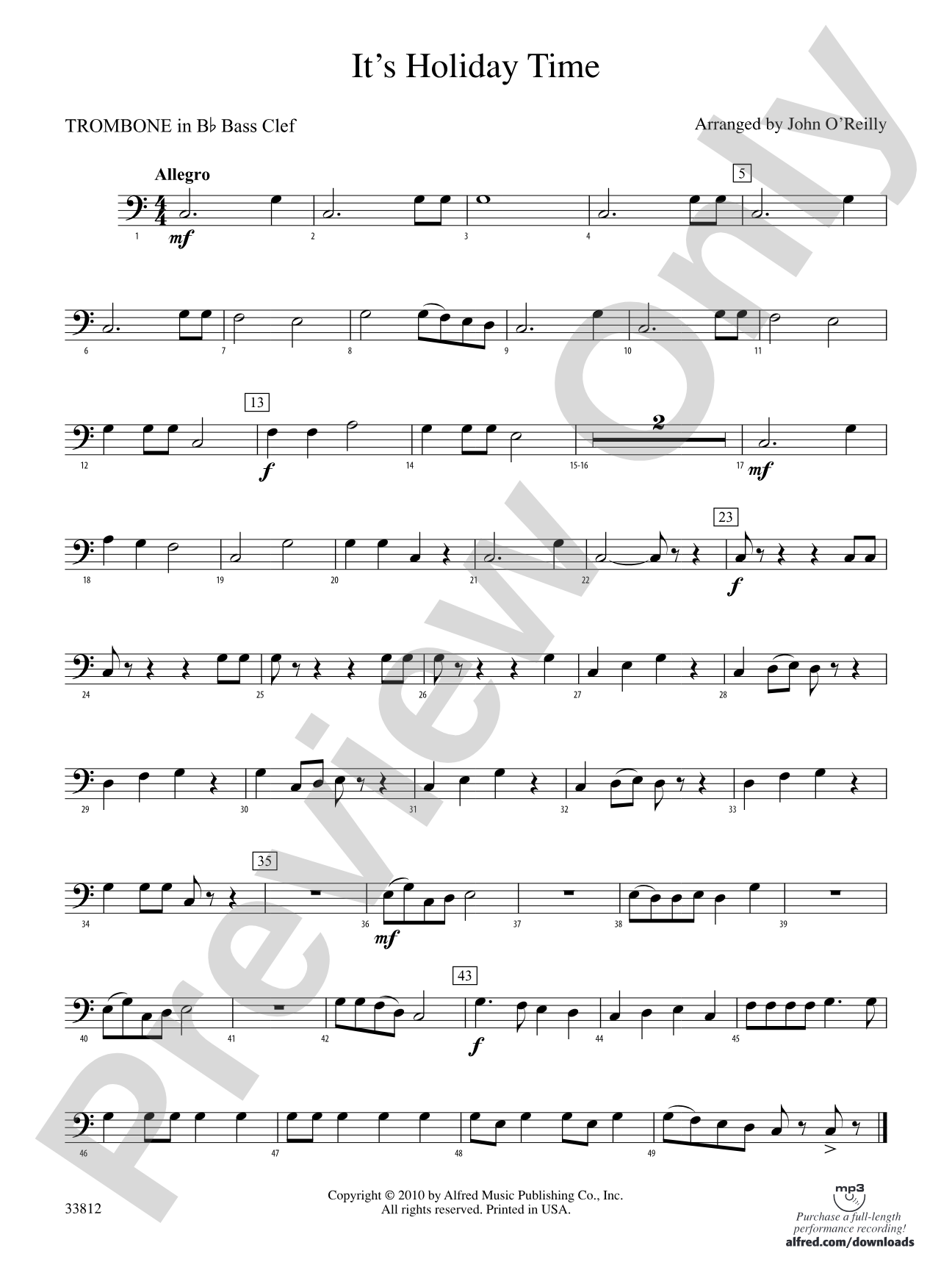 It's Holiday Time: (wp) 1st B-flat Trombone B.C.