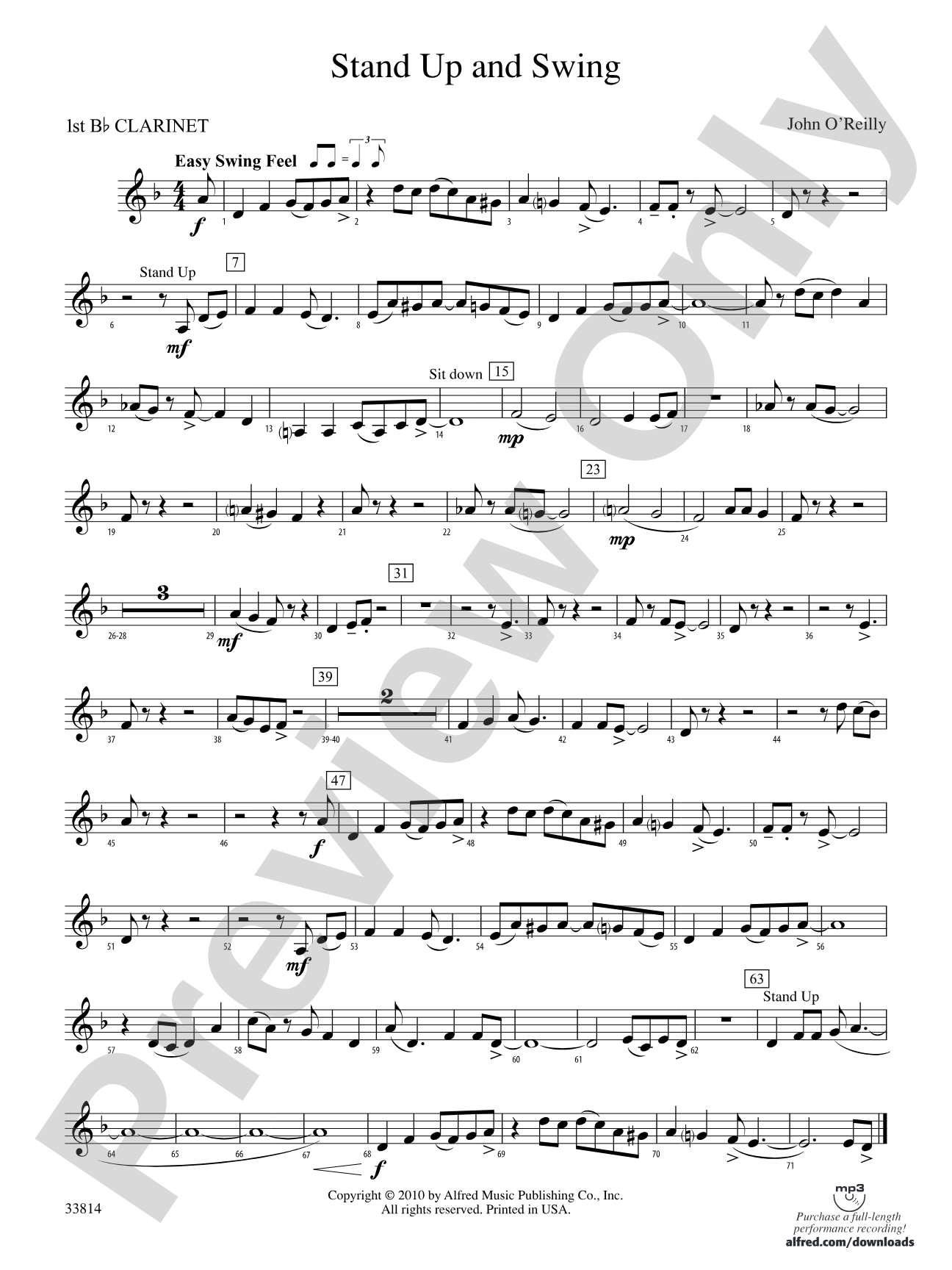 Stand Up and Swing: 1st B-flat Clarinet