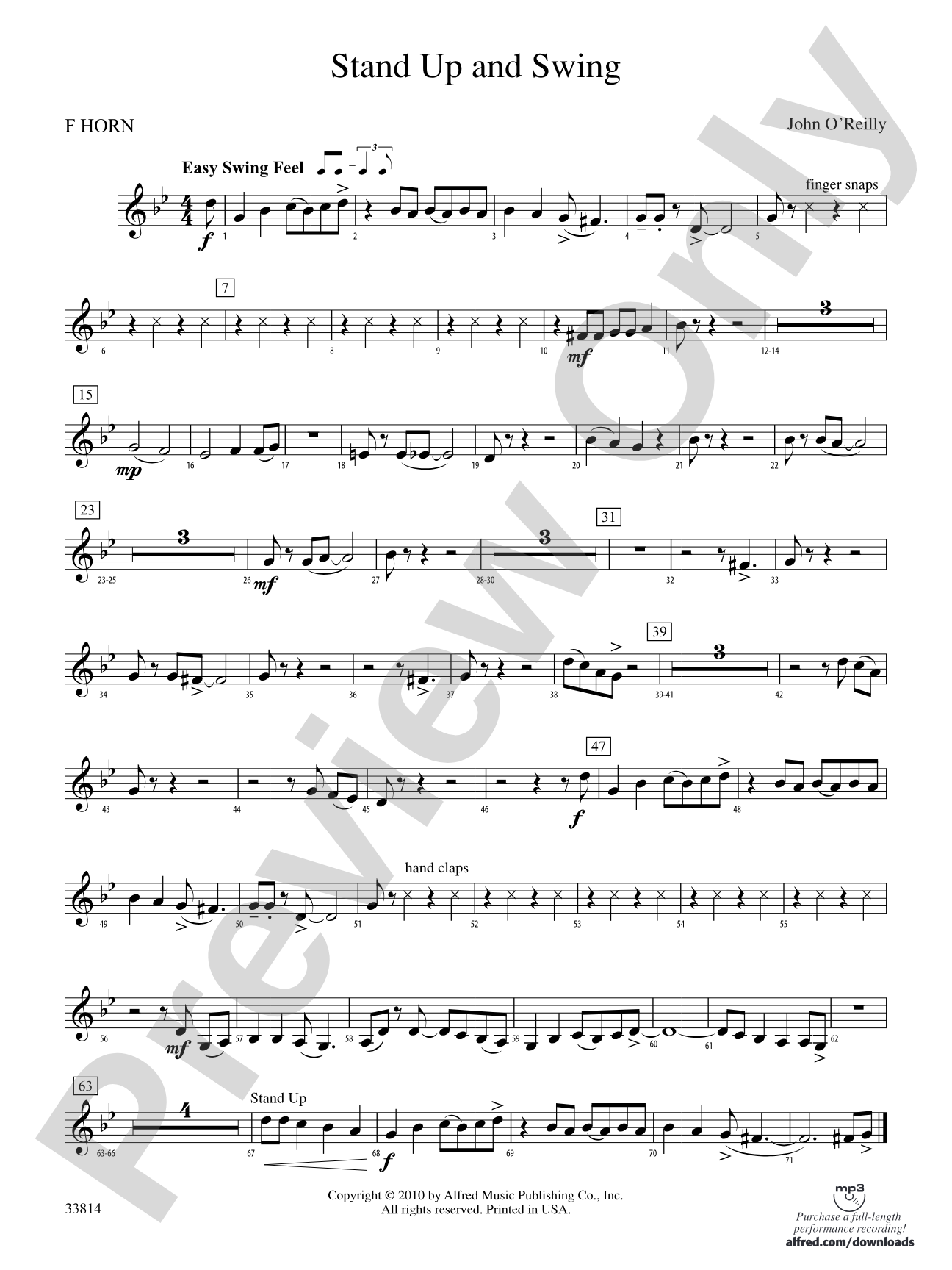 Stand Up and Swing: 1st F Horn
