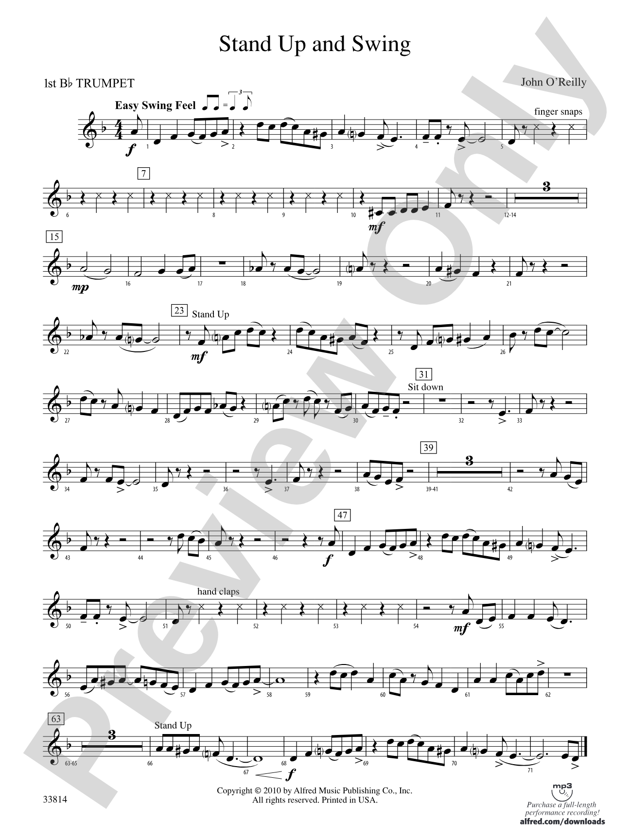 Stand Up and Swing: 1st B-flat Trumpet