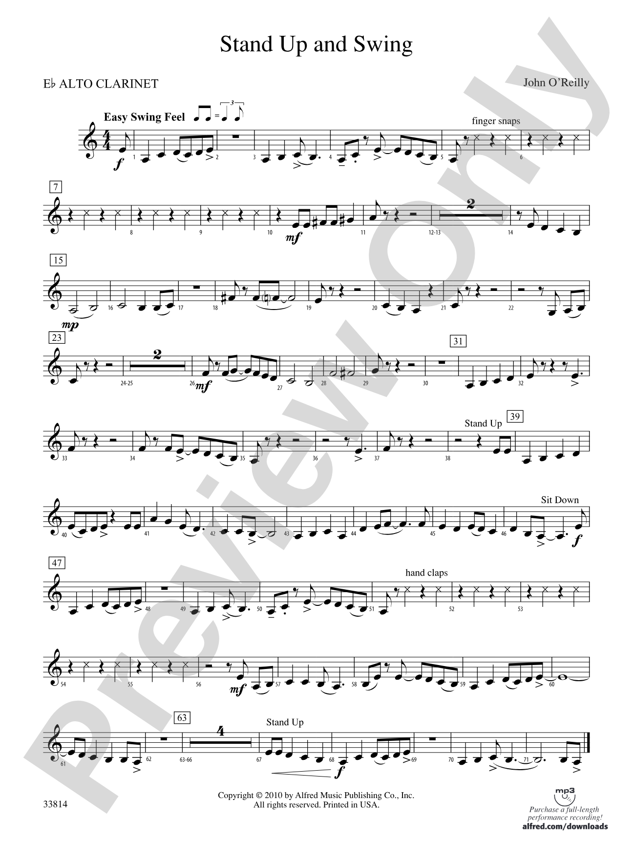 Stand Up and Swing: (wp) E-flat Alto Clarinet