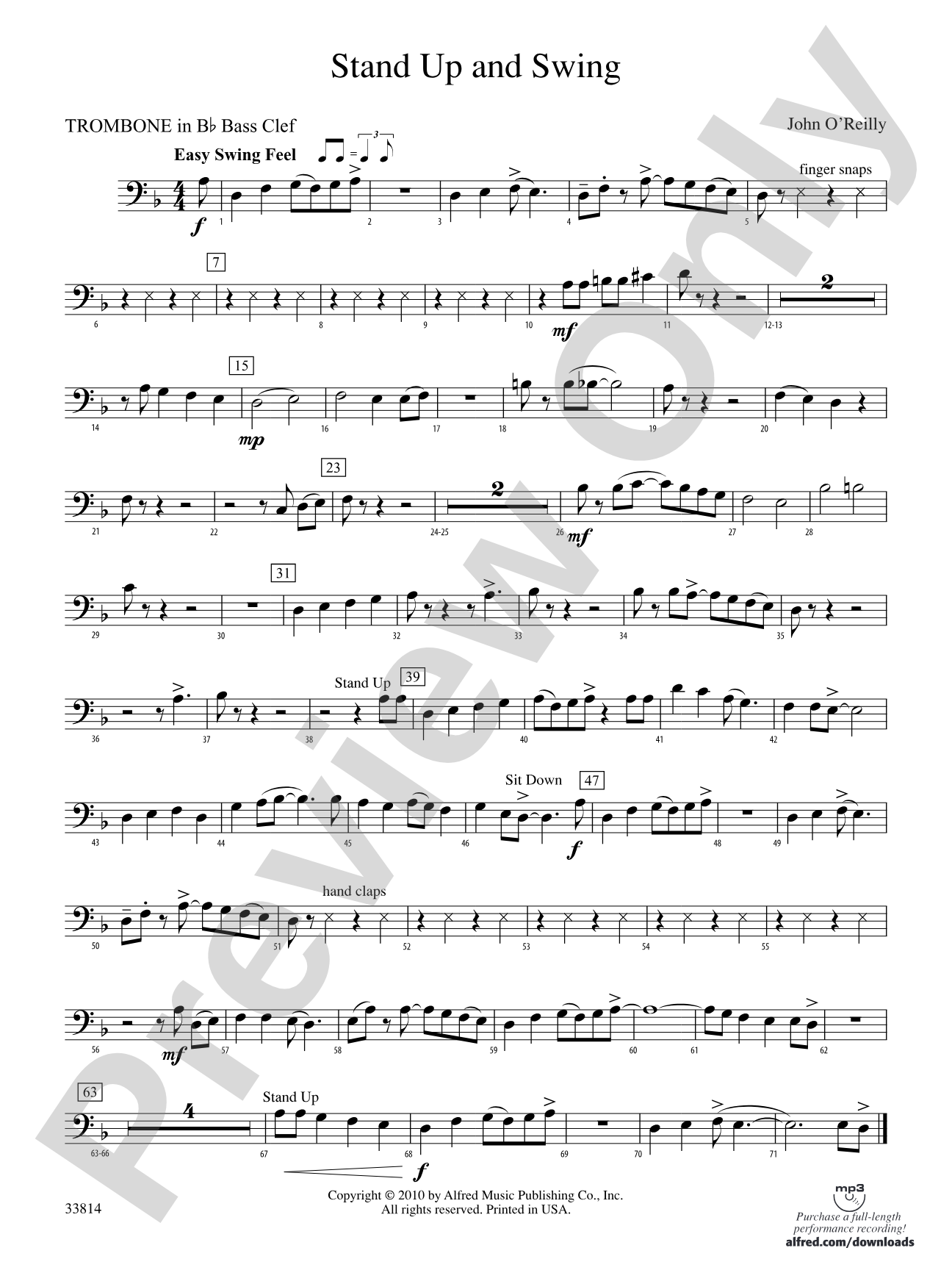 Stand Up and Swing: (wp) 1st B-flat Trombone B.C.